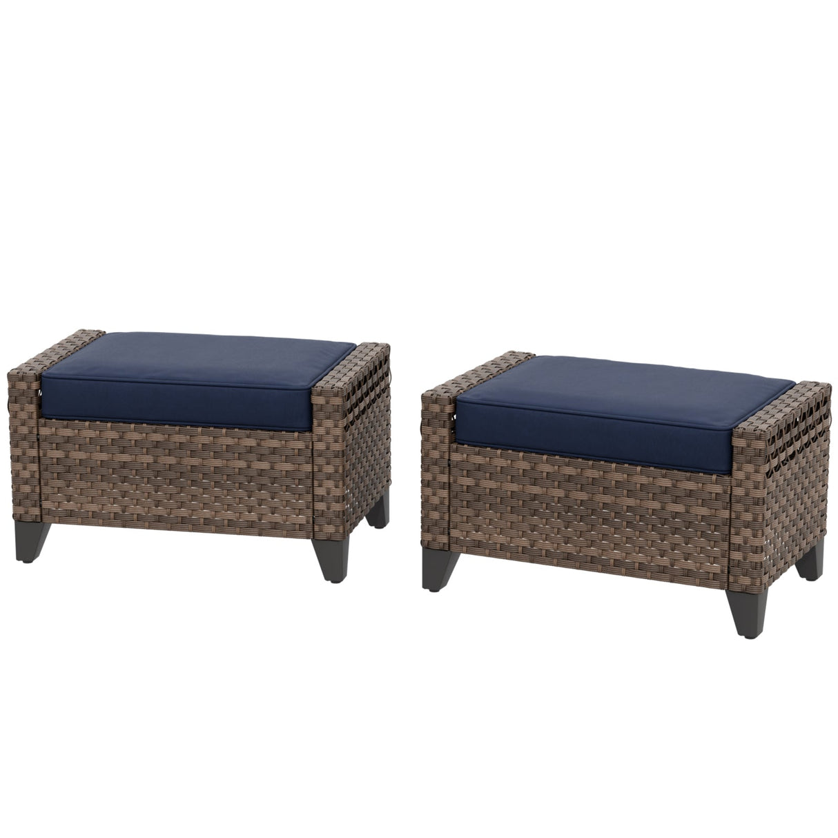 Modern Wicker Patio Ottoman Foot Rest, Brown/Gray - Eagle Peak Custom Canopy Tent