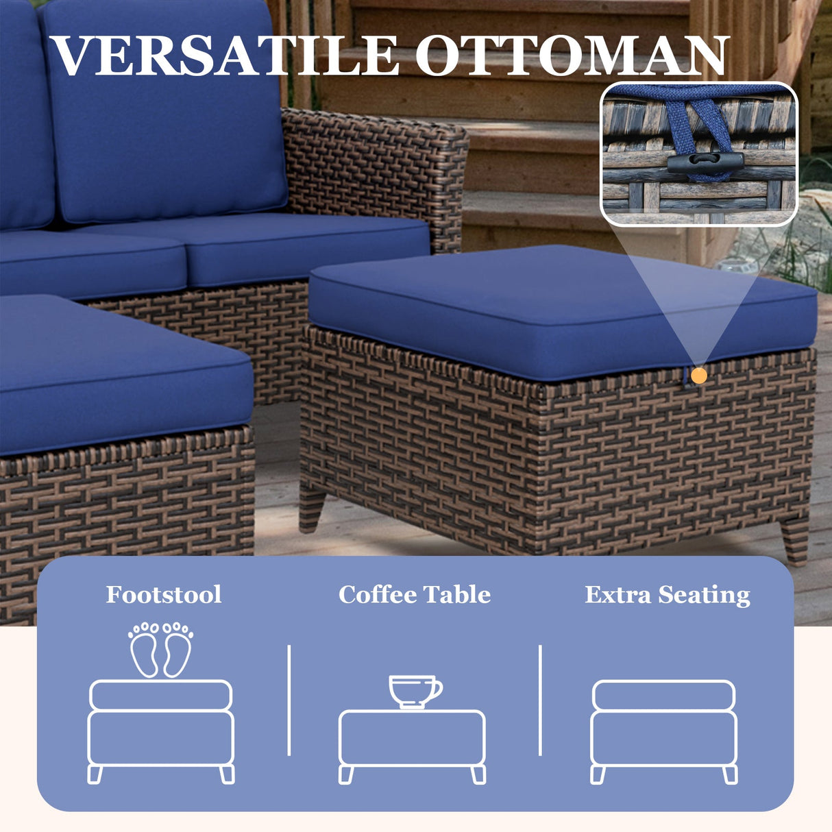 Ocean Vista Wicker Outdoor Patio Furniture Set w/ Patio Chairs, 6 Piece - Eagle Peak