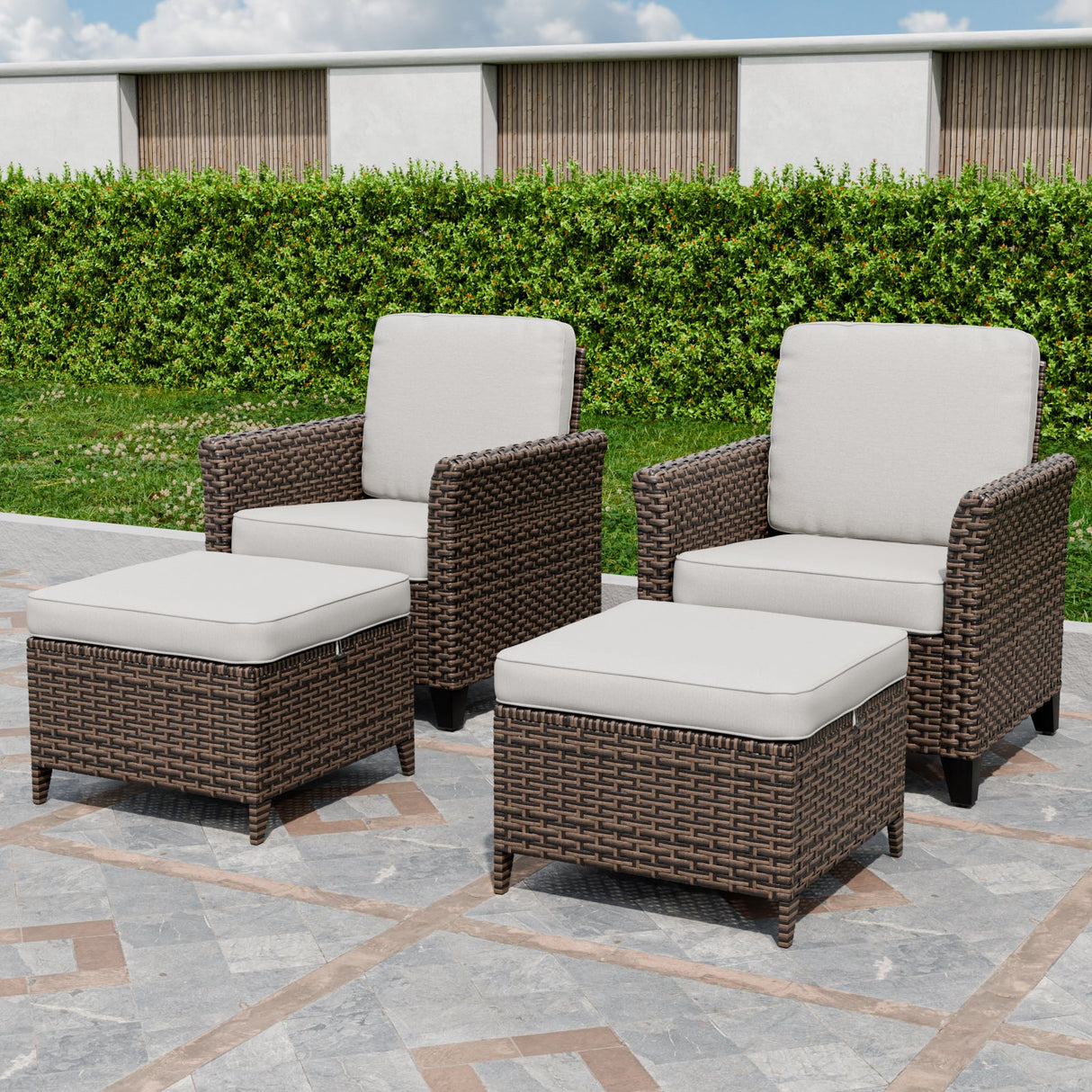 Ocean Vista Wicker Outdoor Patio Seating Set w/ Patio Chairs, 4 Pieces - Eagle Peak