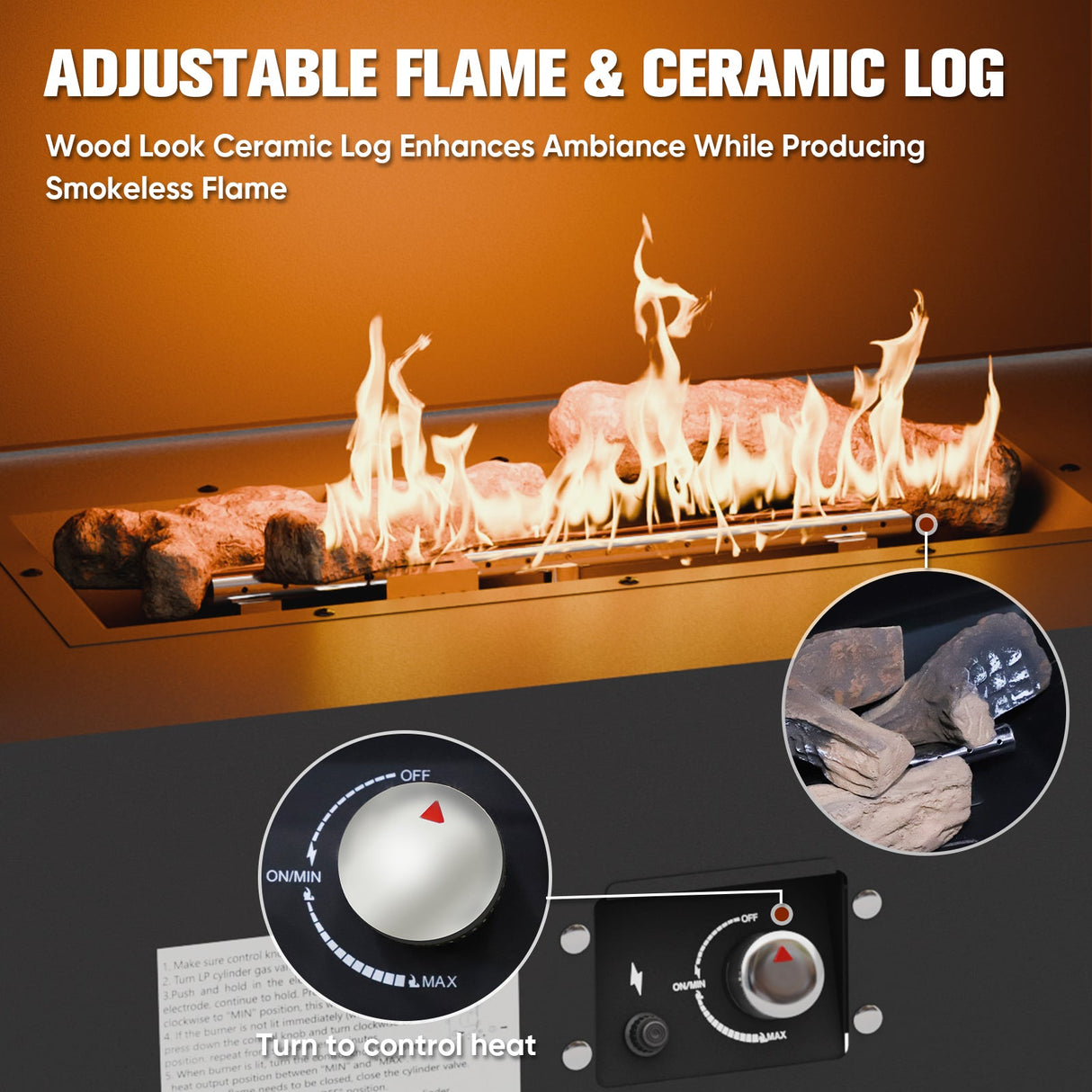 Outdoor Propane Fireplace with Storage/Locking Mesh, Gray - Eagle Peak Custom Canopy Tent