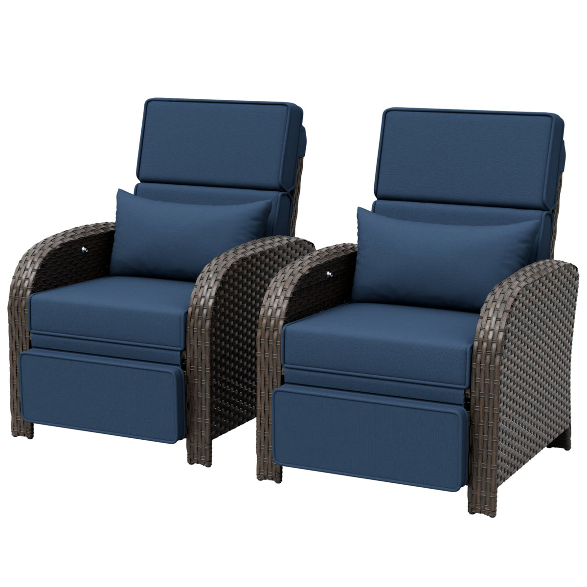 Outdoor Wicker Recliner Chair with Footrest - Eagle Peak®