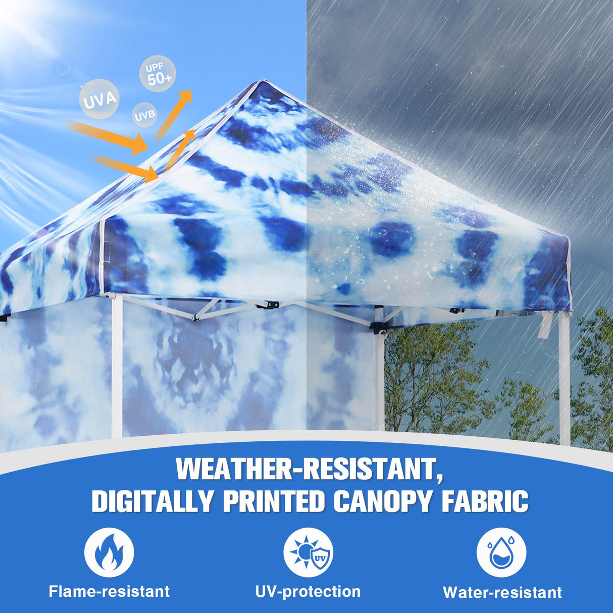 Pop up Canopy 5x5 with One Removable Sunwall, Carry Bag Included - Eagle Peak Custom Canopy Tent