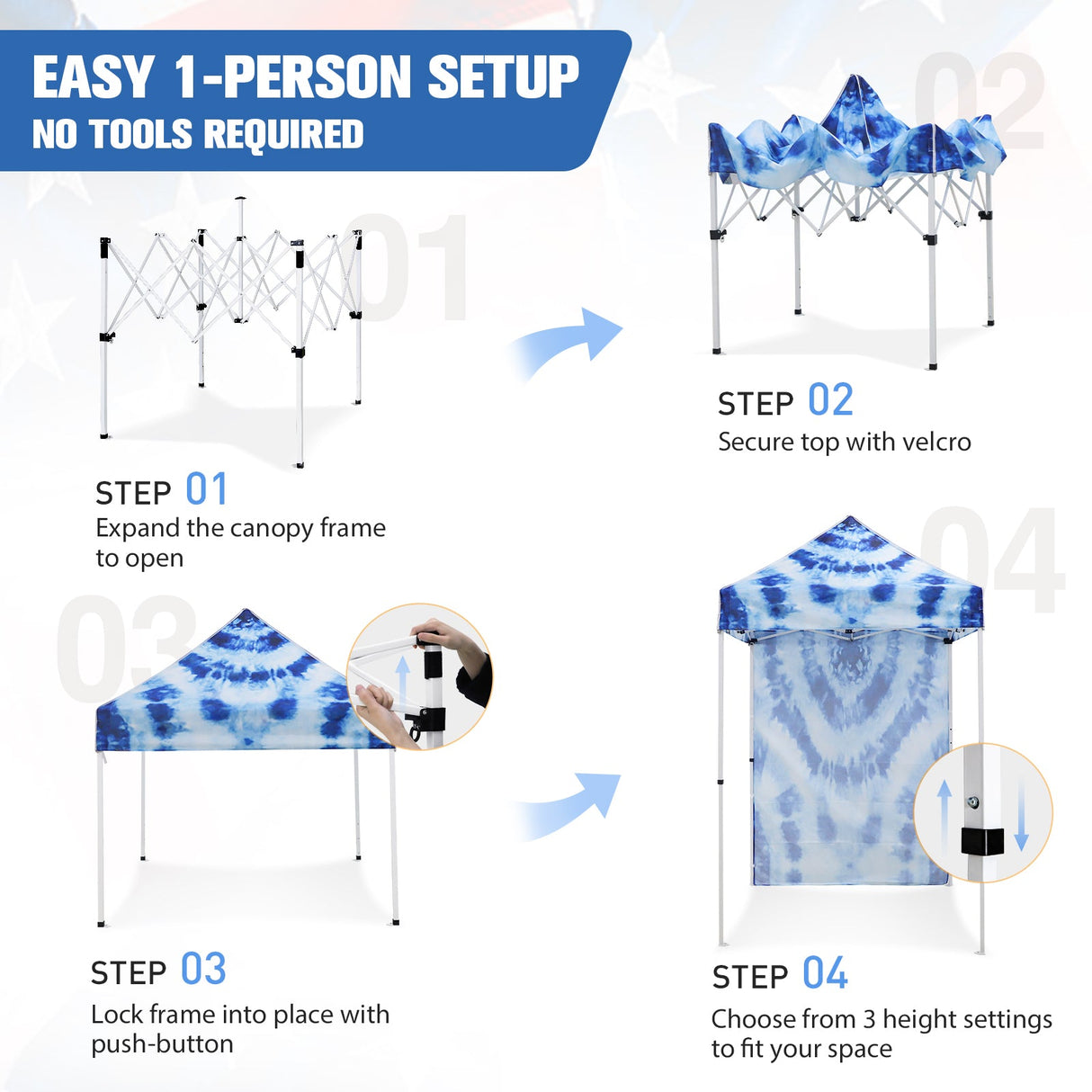 Pop up Canopy 5x5 with One Removable Sunwall, Carry Bag Included - Eagle Peak Custom Canopy Tent
