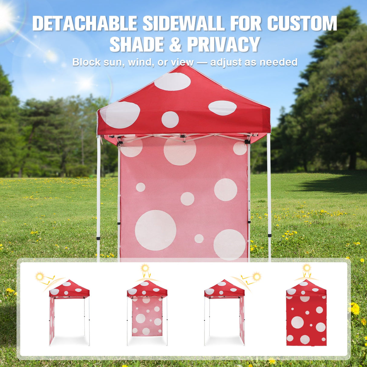 Pop up Canopy 5x5 with One Removable Sunwall, Carry Bag Included - Eagle Peak Custom Canopy Tent