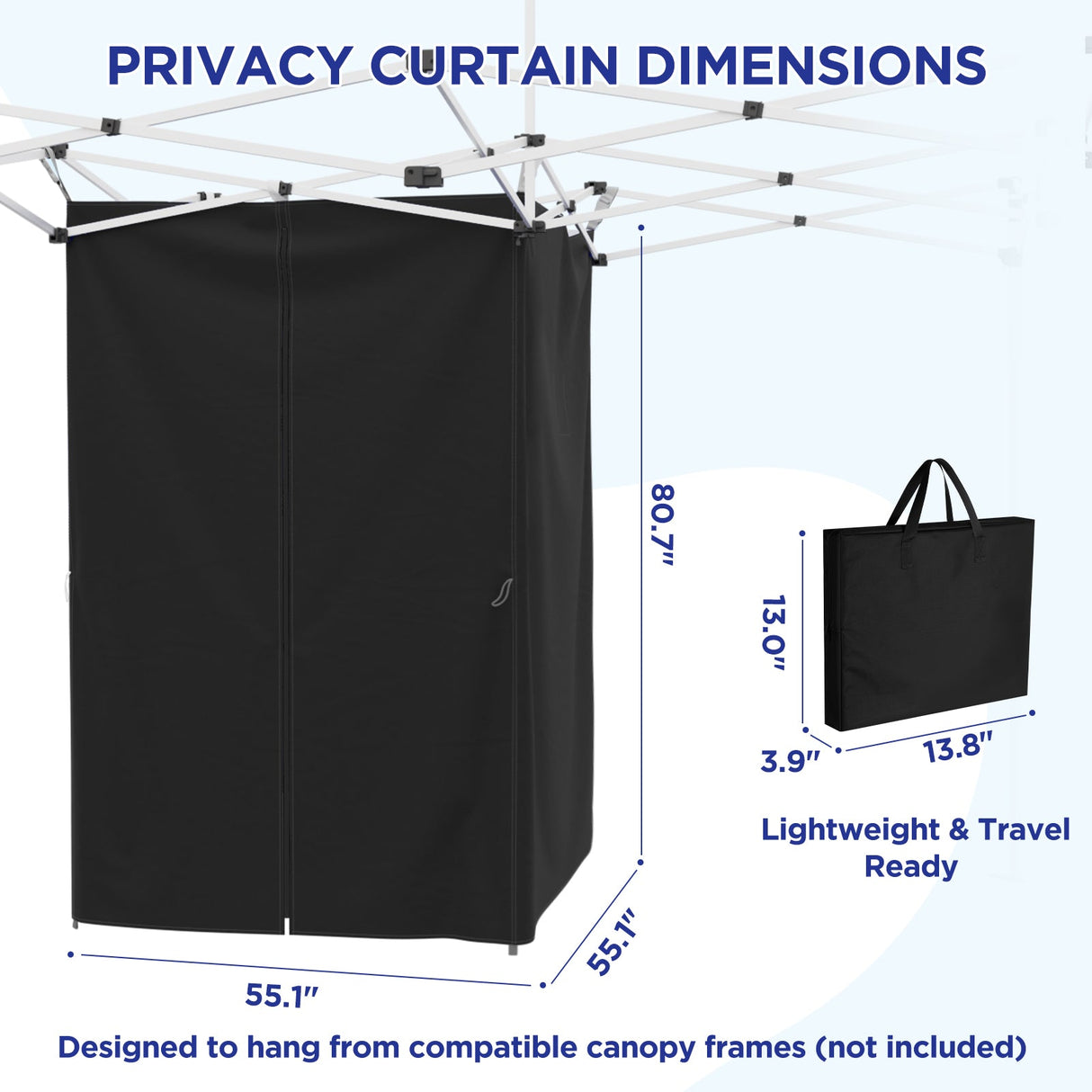 Portable Privacy Tent Hanging Privacy Curtain, Square/Triangular, Black - Eagle Peak Custom Canopy Tent