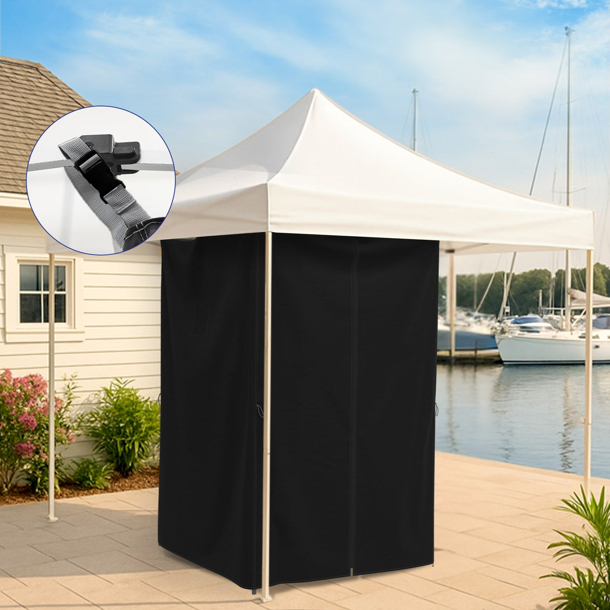 Portable Privacy Tent Hanging Privacy Curtain, Square/Triangular, Black - Eagle Peak Custom Canopy Tent