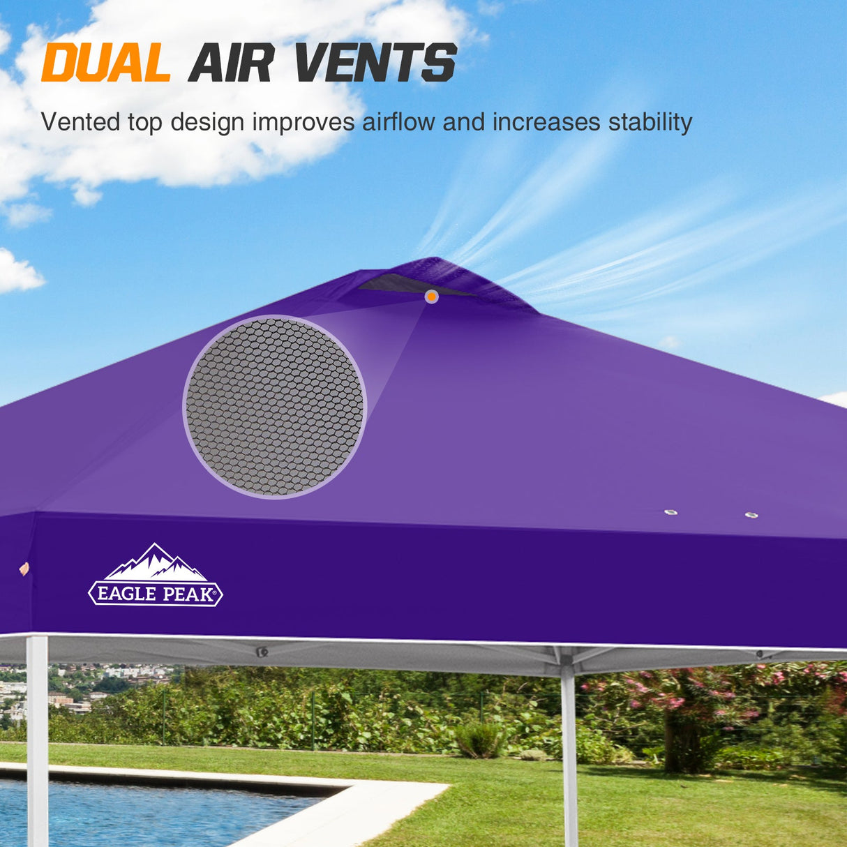 Replacement Canopy Cover with Air Vent for 10x10 Pop Up Canopy Tent, Top Only - Eagle Peak Custom Canopy Tent