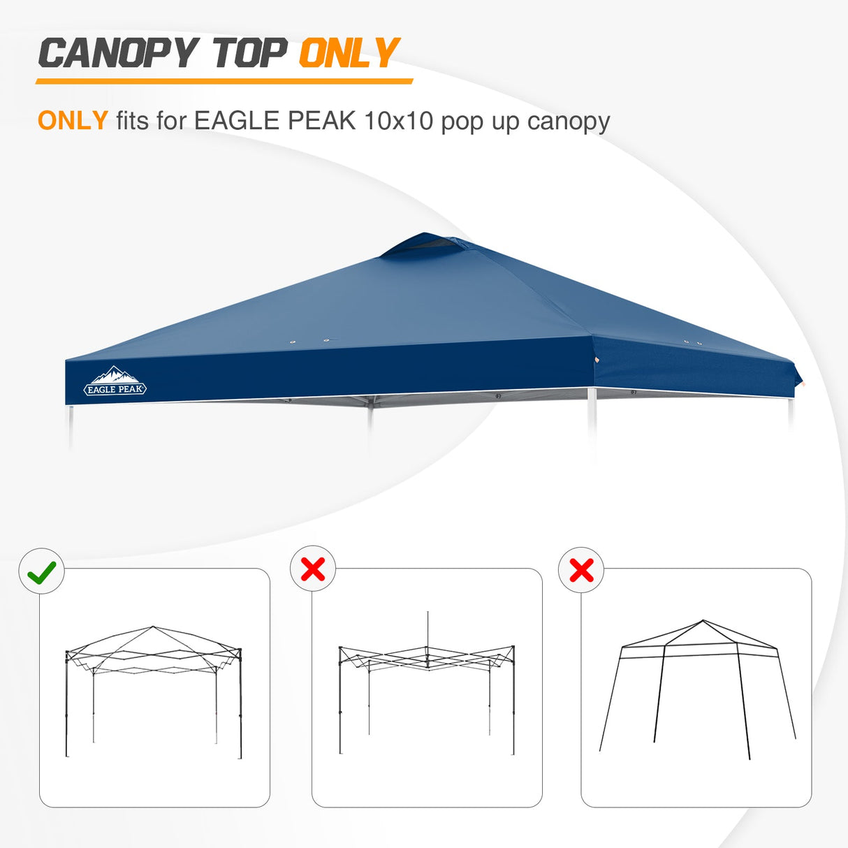 Replacement Canopy Cover with Air Vent for 10x10 Pop Up Canopy Tent, Top Only - Eagle Peak Custom Canopy Tent