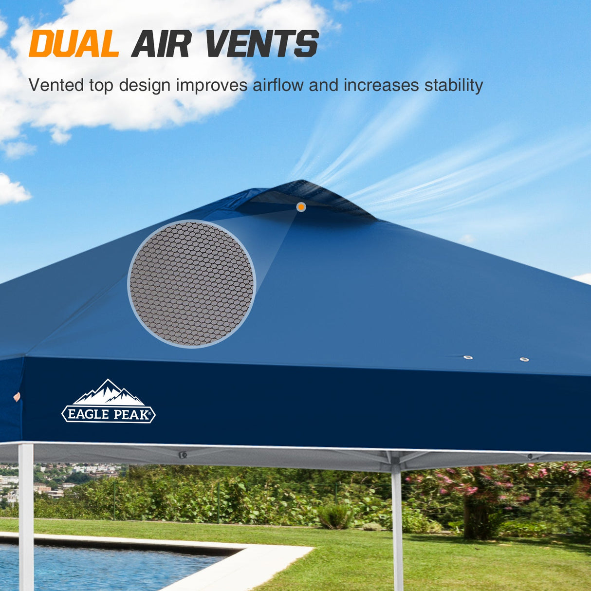Replacement Canopy Cover with Air Vent for 10x10 Pop Up Canopy Tent, Top Only - Eagle Peak Custom Canopy Tent