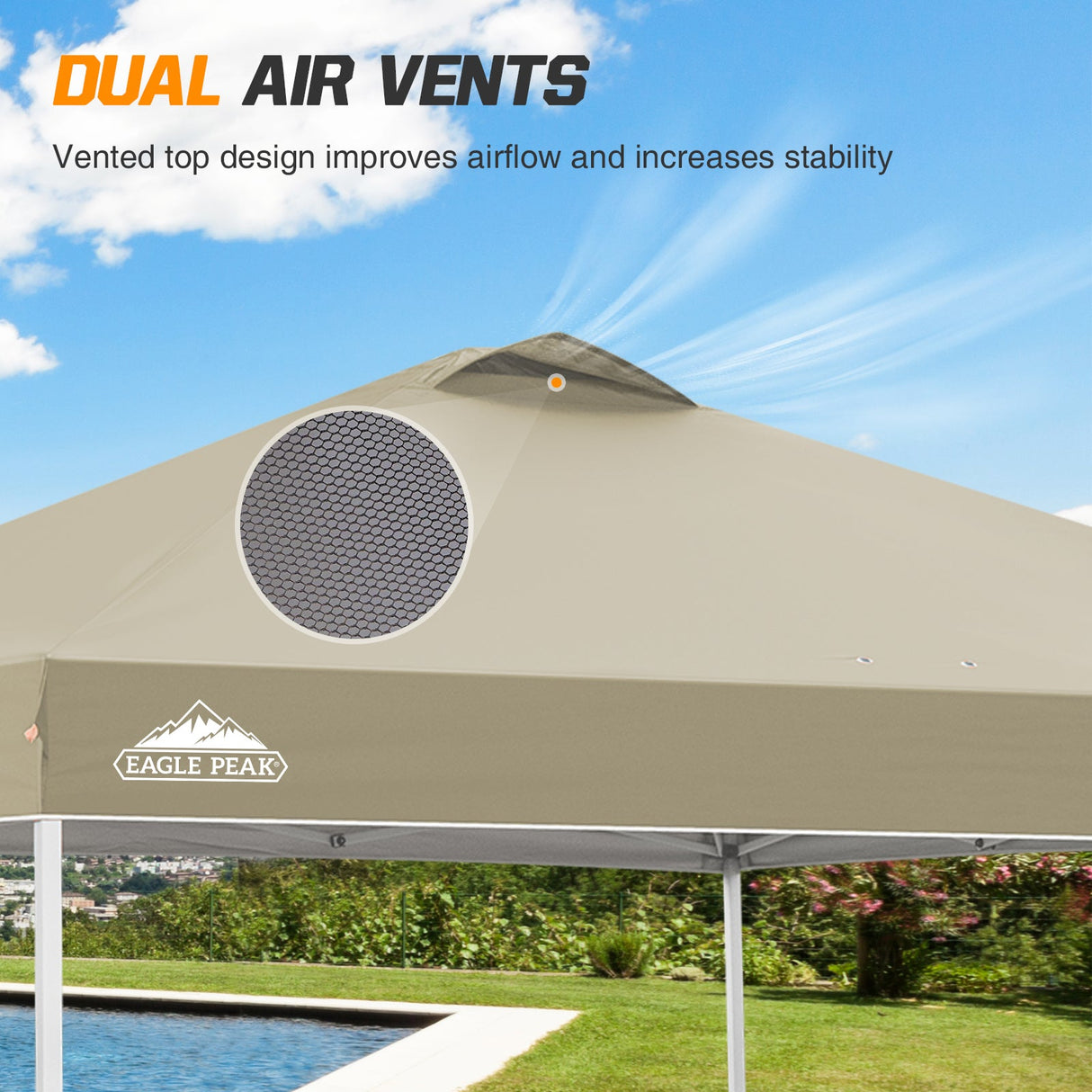 Replacement Canopy Cover with Air Vent for 10x10 Pop Up Canopy Tent, Top Only - Eagle Peak Custom Canopy Tent