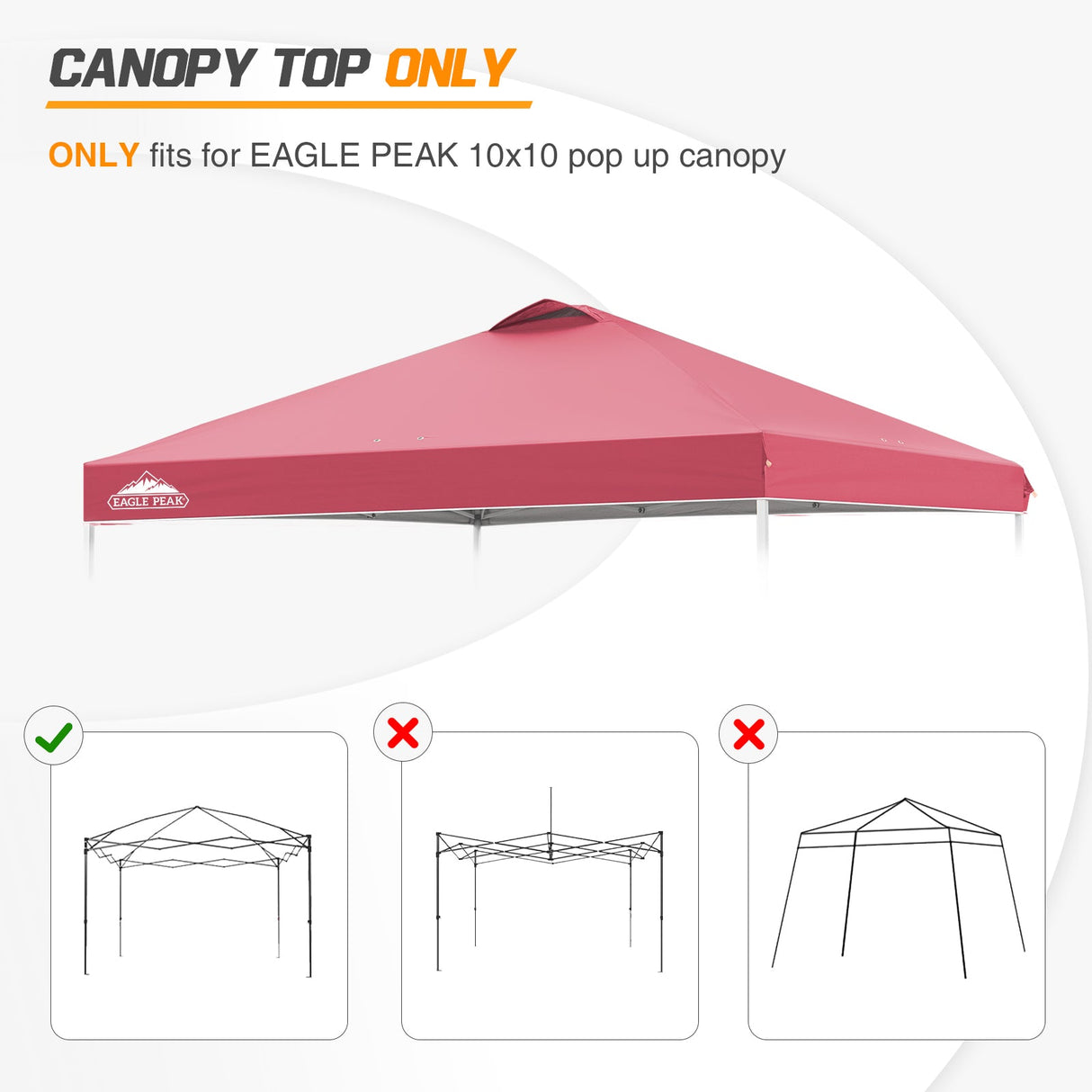 Replacement Canopy Cover with Air Vent for 10x10 Pop Up Canopy Tent, Top Only - Eagle Peak Custom Canopy Tent