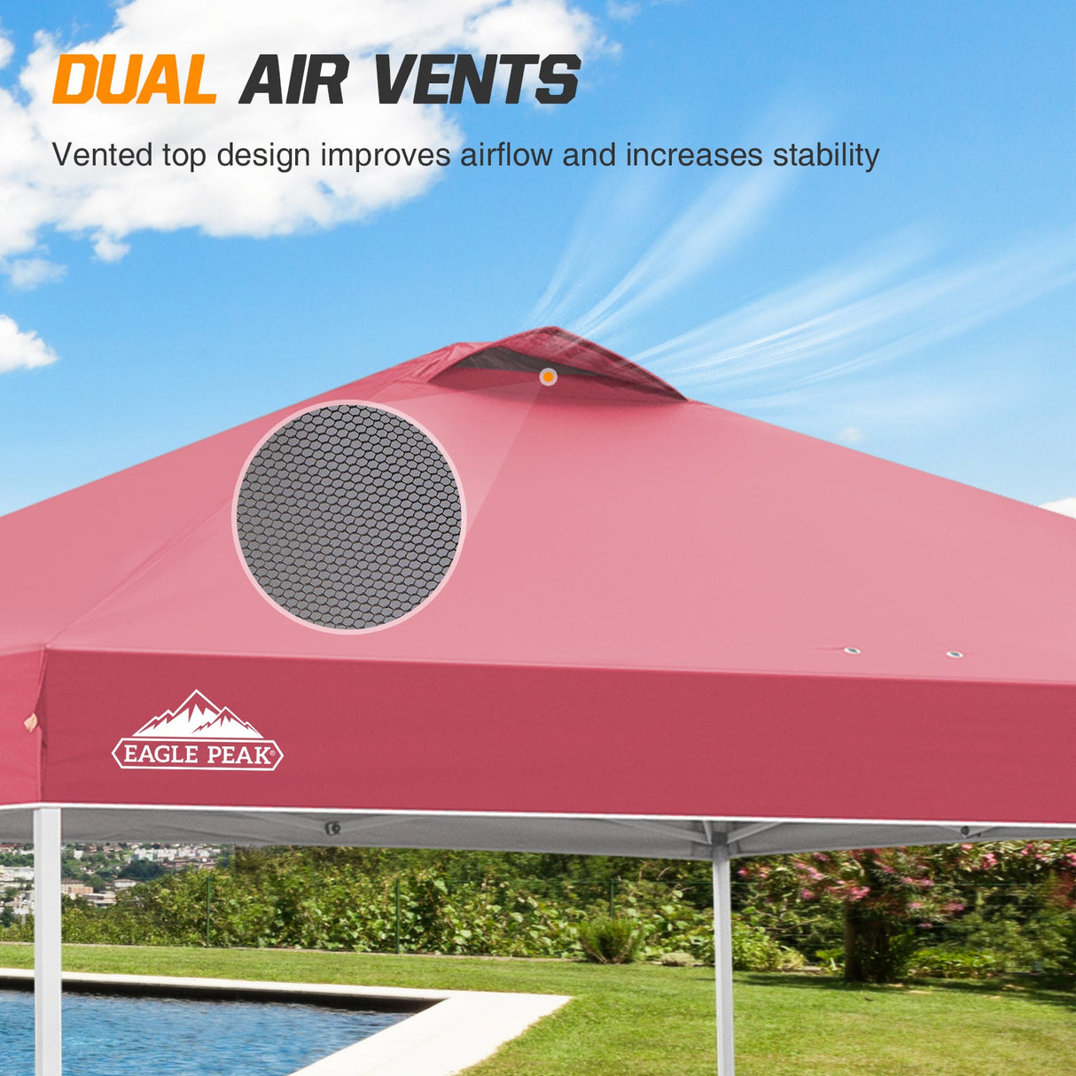 Replacement Canopy Cover with Air Vent for 10x10 Pop Up Canopy Tent, Top Only - Eagle Peak Custom Canopy Tent