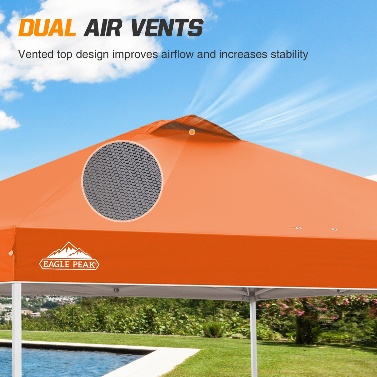 Replacement Canopy Cover with Air Vent for 10x10 Pop Up Canopy Tent, Top Only - Eagle Peak Custom Canopy Tent