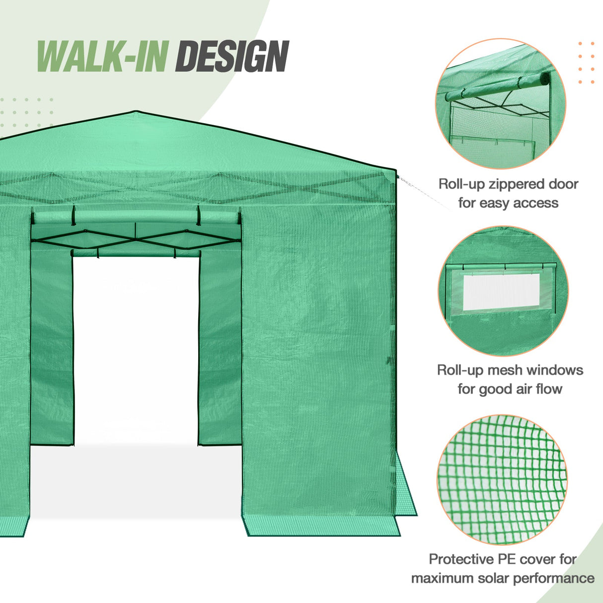Replacement Cover for 10x10 Portable Walk - in Greenhouse (Frame Not Included) - Eagle Peak Custom Canopy Tent