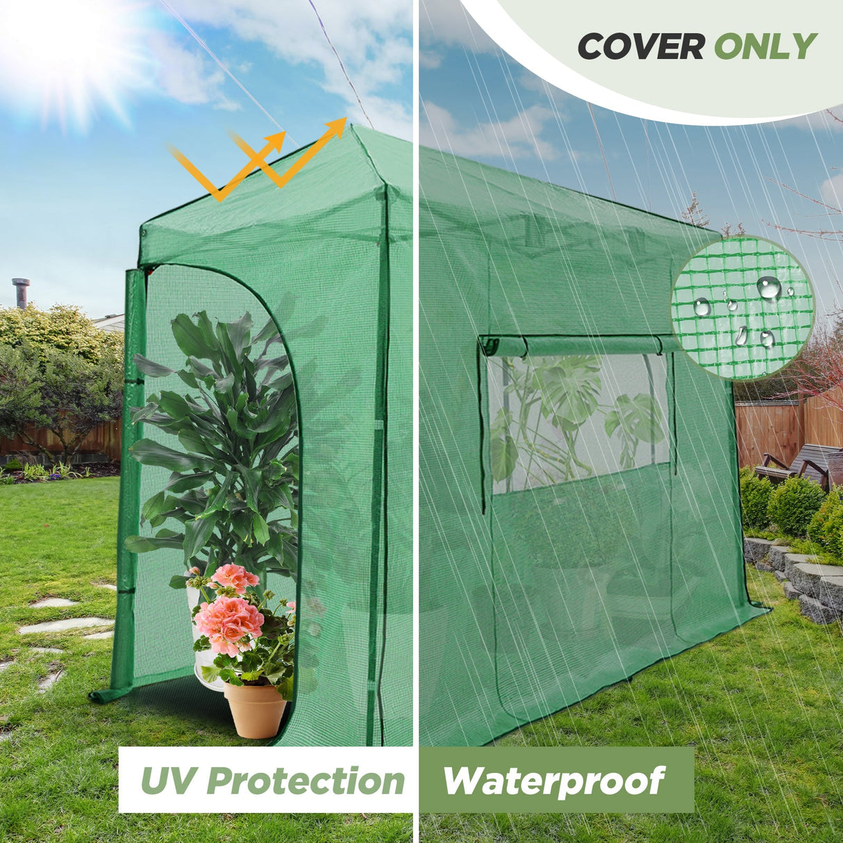 Replacement Cover for 10x5 Portable Lean - to Greenhouse (Frame Not Included) - Eagle Peak