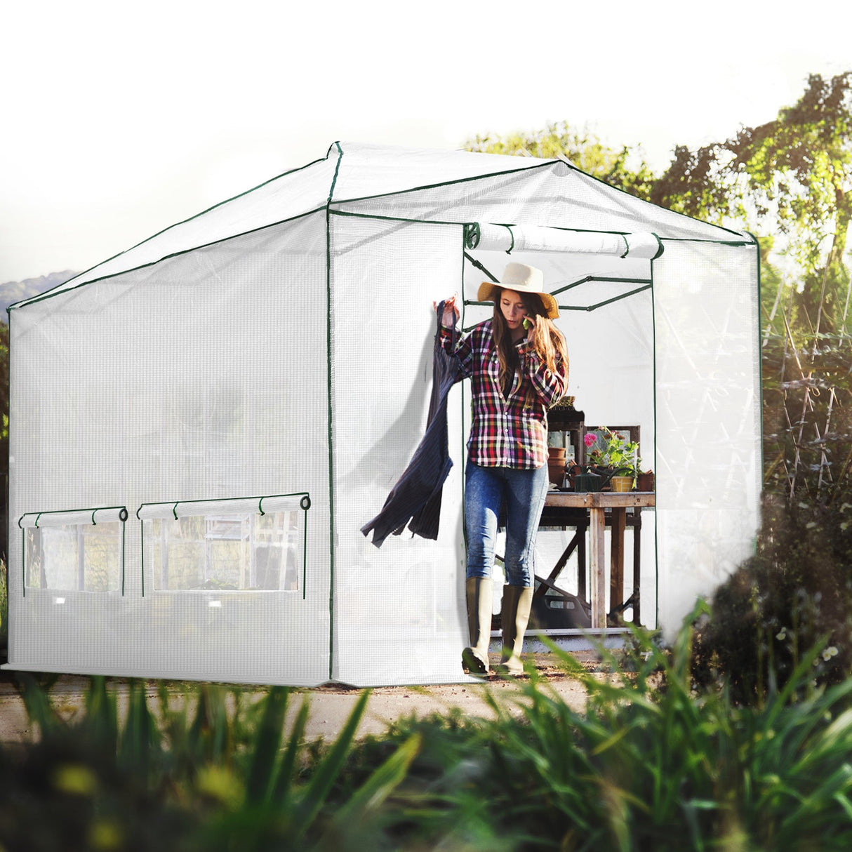 Replacement Cover for 12x8 Portable Walk - in Pop up Greenhouse(Frame Not Included) - Eagle Peak Custom Canopy Tent