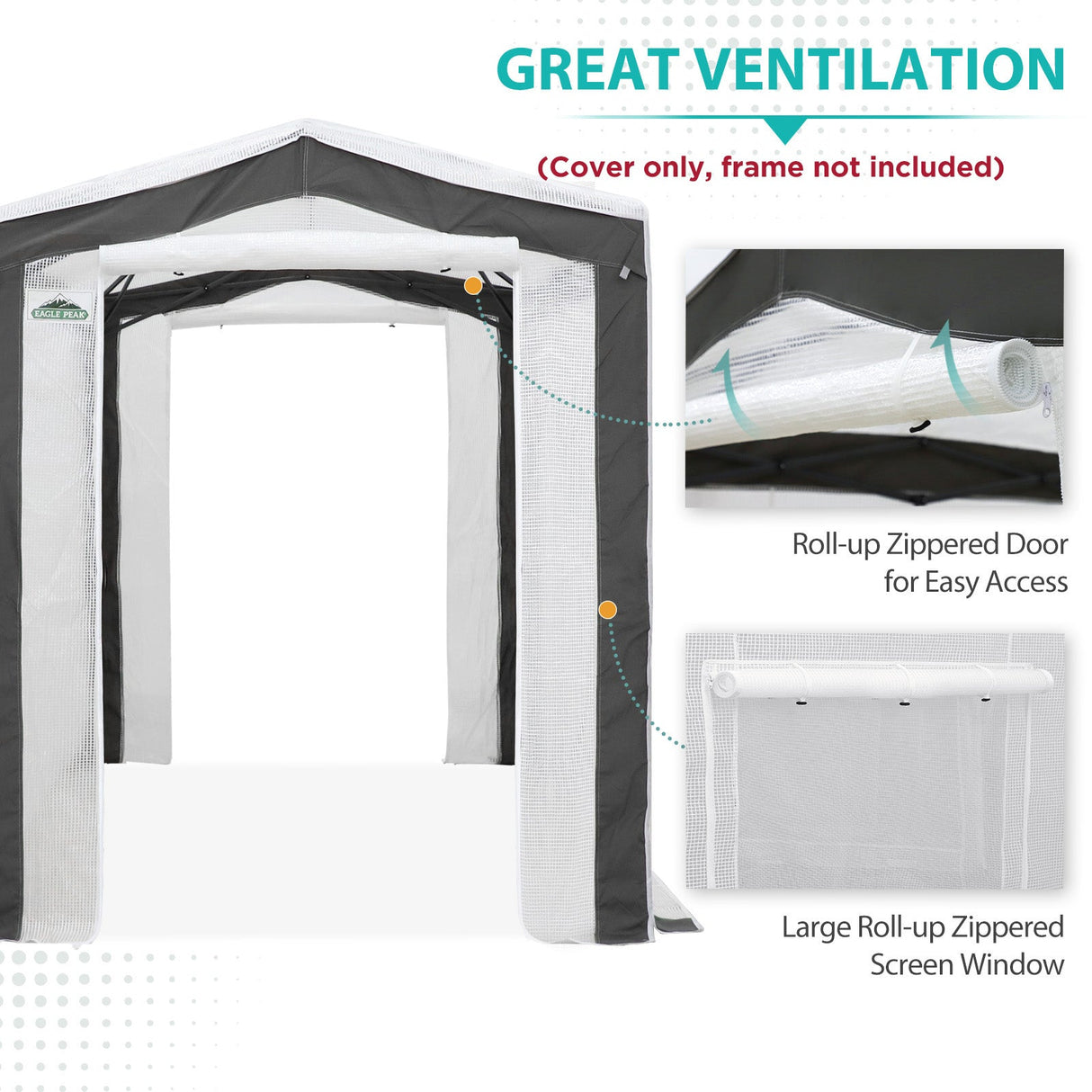 Replacement Cover for 8x6 Pop up Greenhouse with Polyester Reinforced Corners - Eagle Peak Custom Canopy Tent