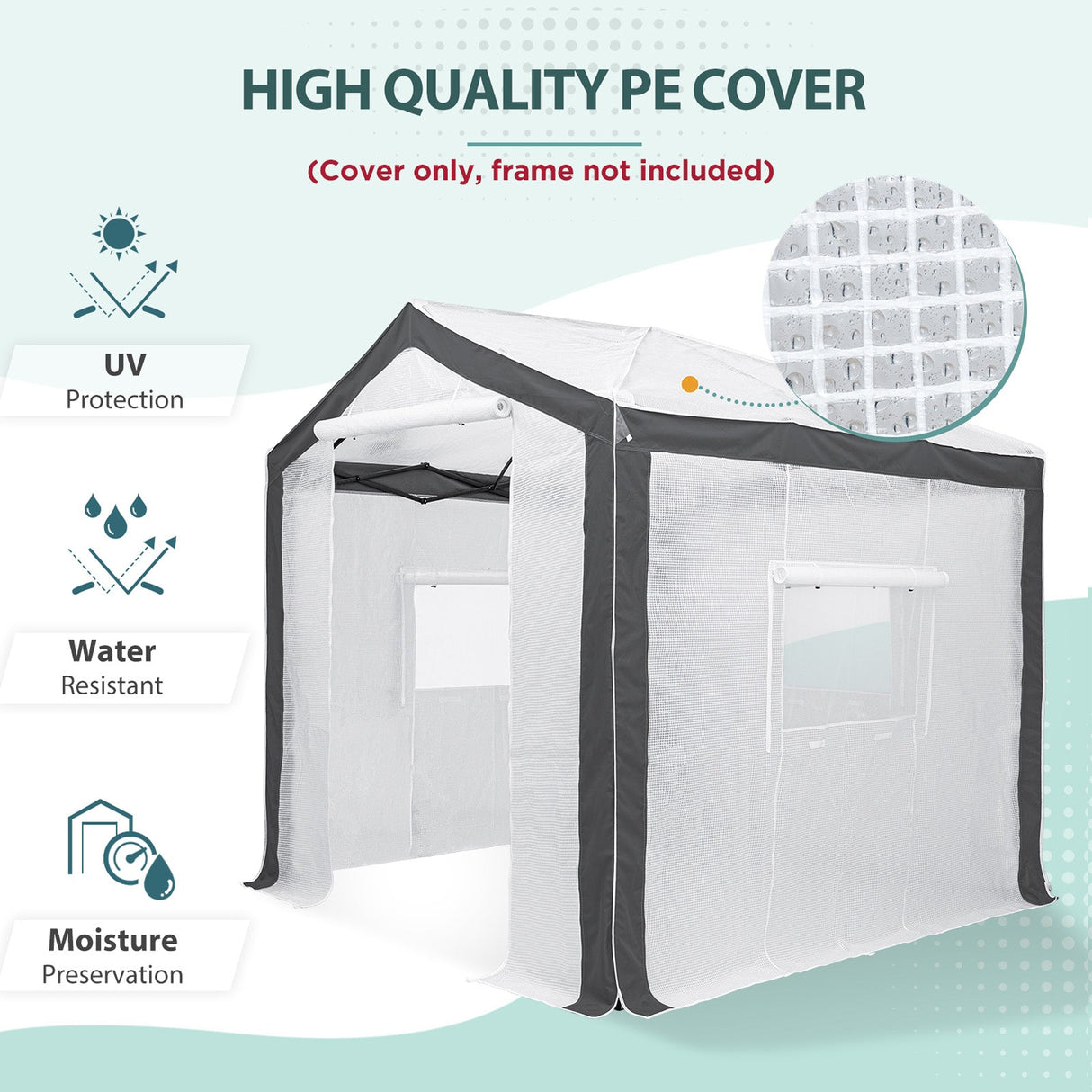 Replacement Cover for 8x6 Portable Pop up Greenhouse with Polyester Reinforced Corners - Eagle Peak Custom Canopy Tent