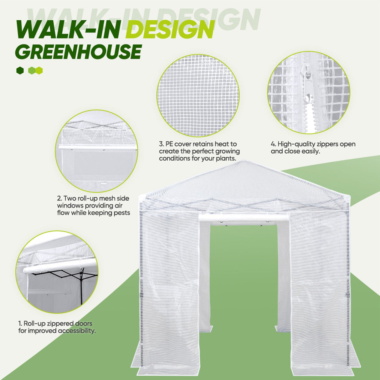 Replacement Cover for 8x8 Portable Walk - in Pop up Greenhouse(Frame Not Included) - Eagle Peak Custom Canopy Tent