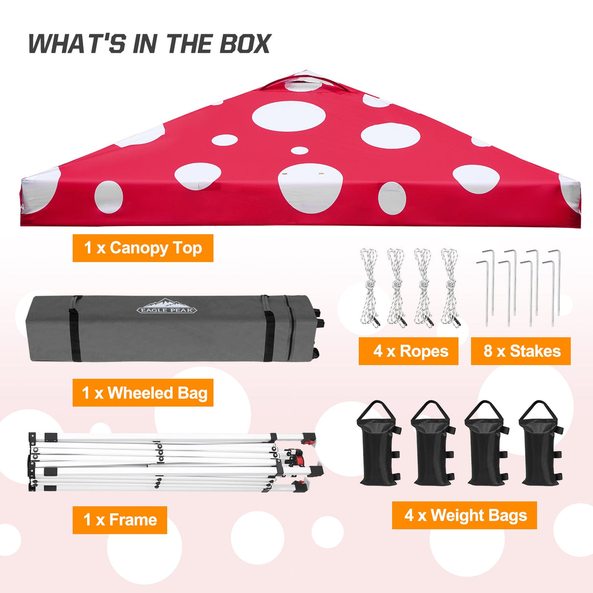 SHADE GRAPHiX Easy Setup 10x10 Pop Up Canopy Tent (Red Mushroom Top) - Eagle Peak Custom Canopy Tent