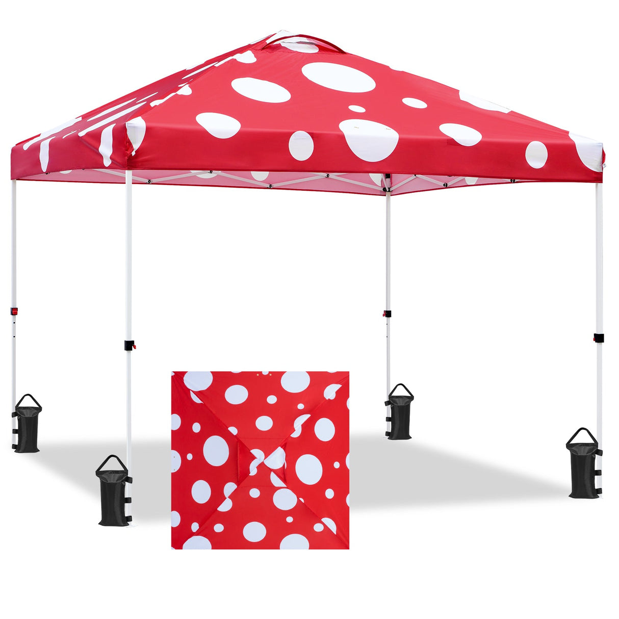 SHADE GRAPHiX Easy Setup 10x10 Pop Up Canopy Tent (Red Mushroom Top) - Eagle Peak Custom Canopy Tent