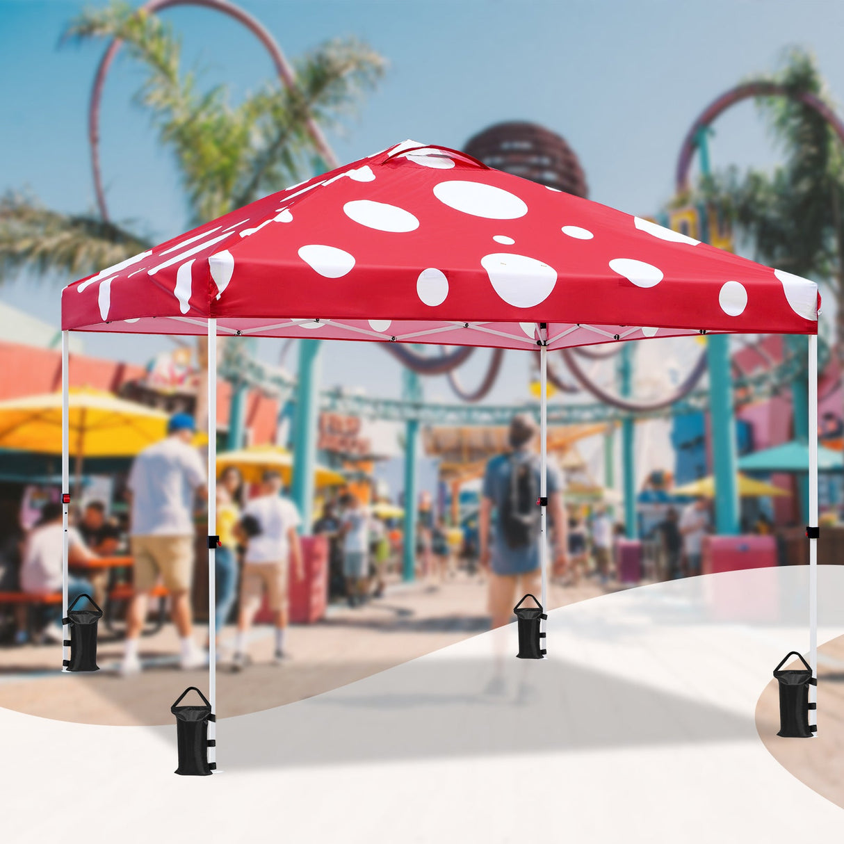 SHADE GRAPHiX Easy Setup 10x10 Pop Up Canopy Tent (Red Mushroom Top) - Eagle Peak Custom Canopy Tent