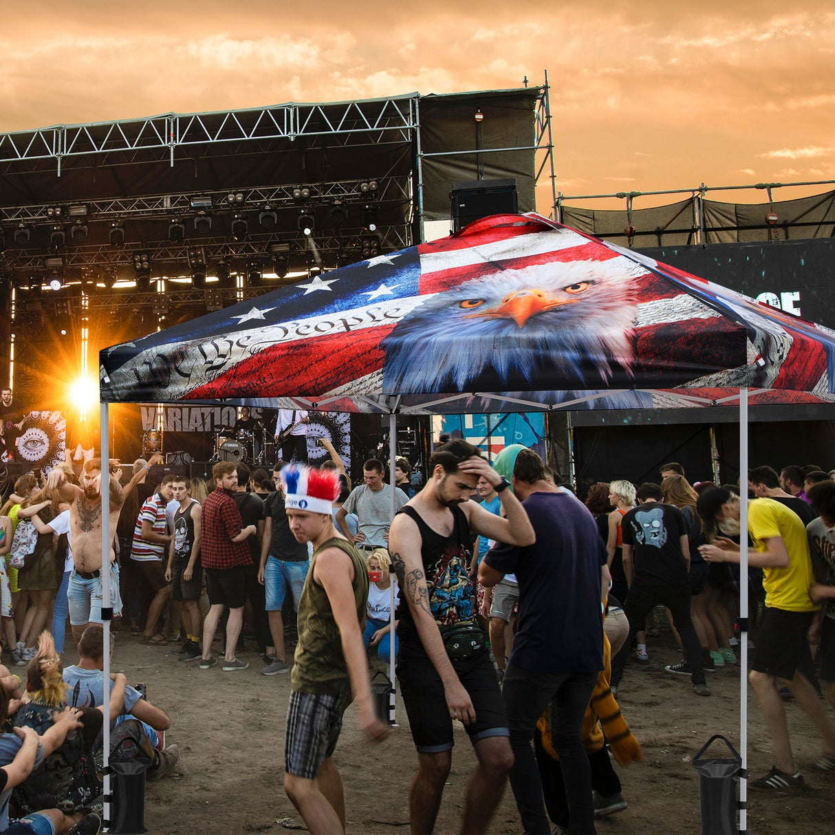 SHADE GRAPHiX Easy Setup 10x10 Pop Up Canopy Tent with Digital Printed American Icon Top - Eagle Peak Custom Canopy Tent