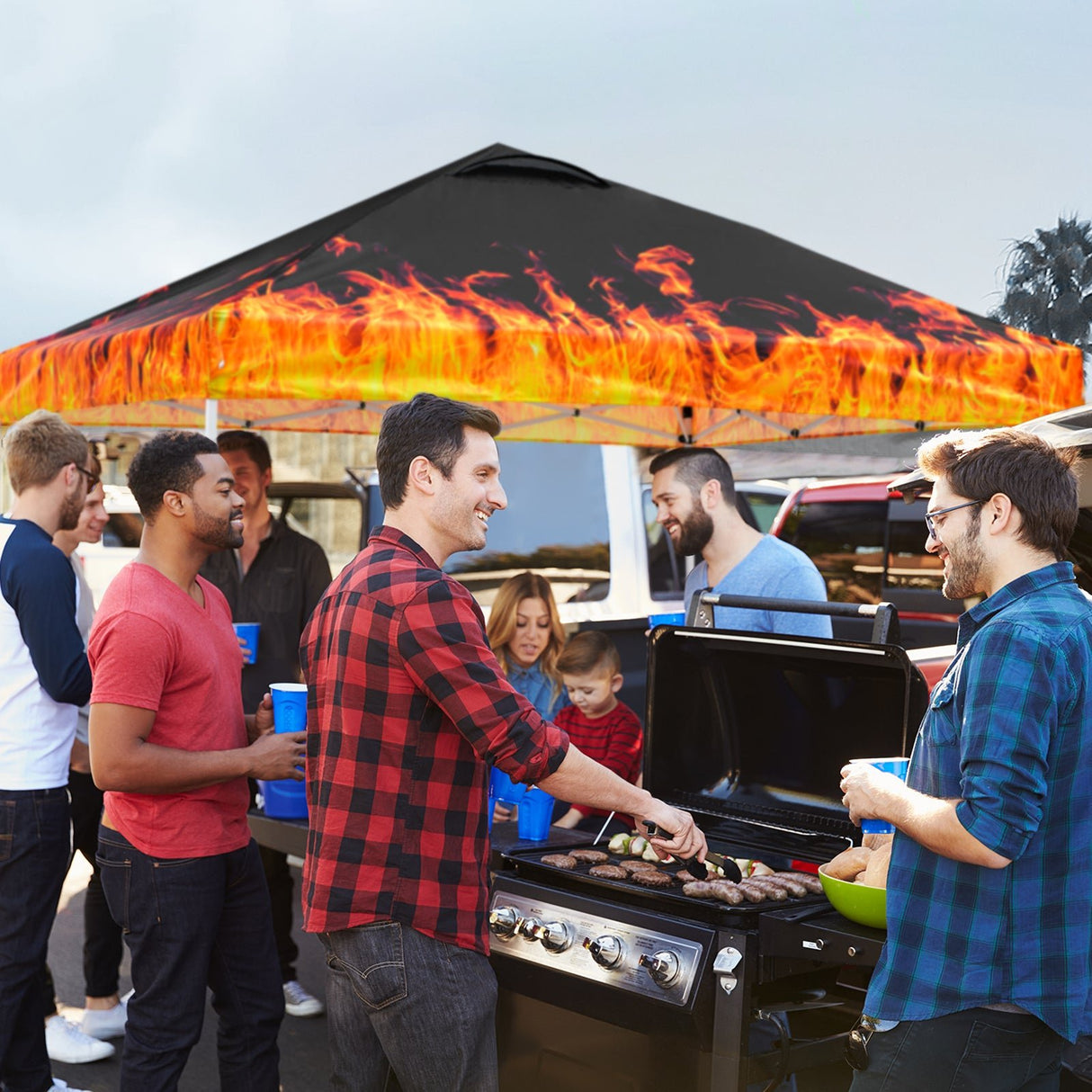 SHADE GRAPHiX Easy Setup 10x10 Pop Up Canopy Tent with Digital Printed Flame Top - Eagle Peak Custom Canopy Tent
