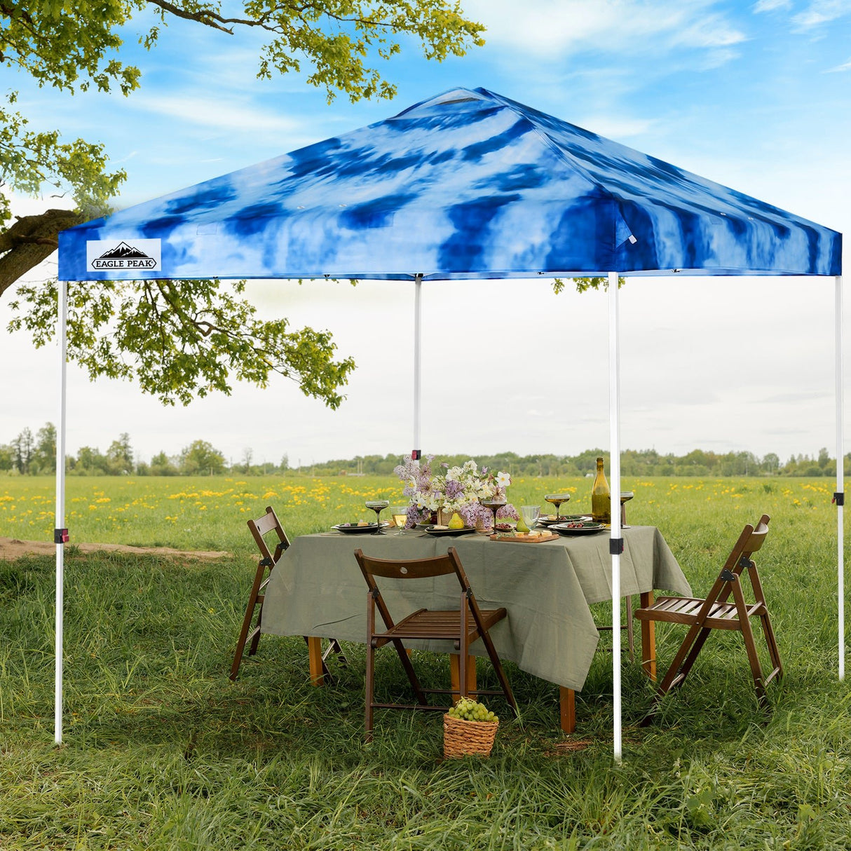 SHADE GRAPHiX Easy Setup 10x10 Pop Up Canopy Tent with Digital Printed Tie Dye Top - Eagle Peak Custom Canopy Tent