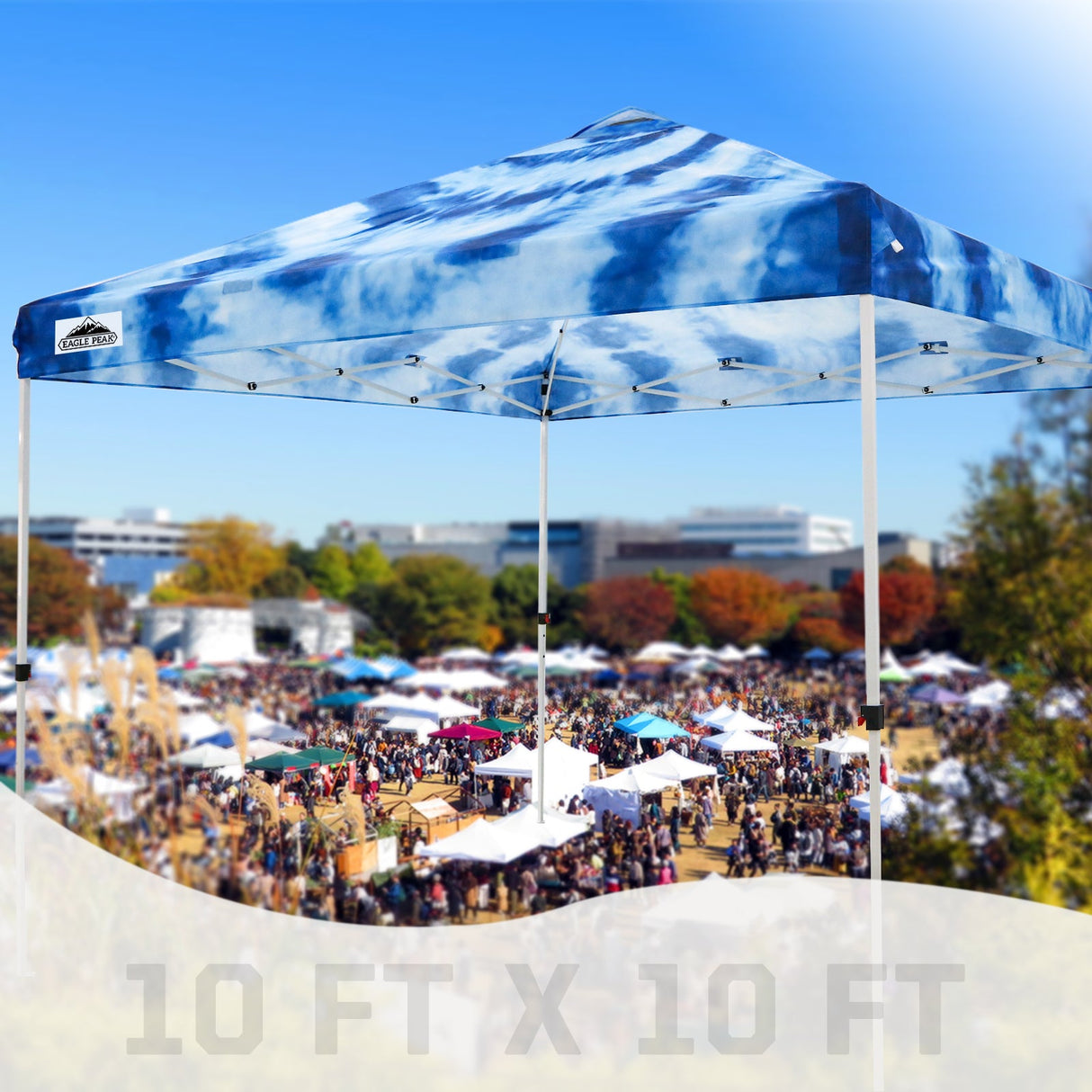 SHADE GRAPHiX Easy Setup 10x10 Pop Up Canopy Tent with Digital Printed Tie Dye Top - Eagle Peak Custom Canopy Tent