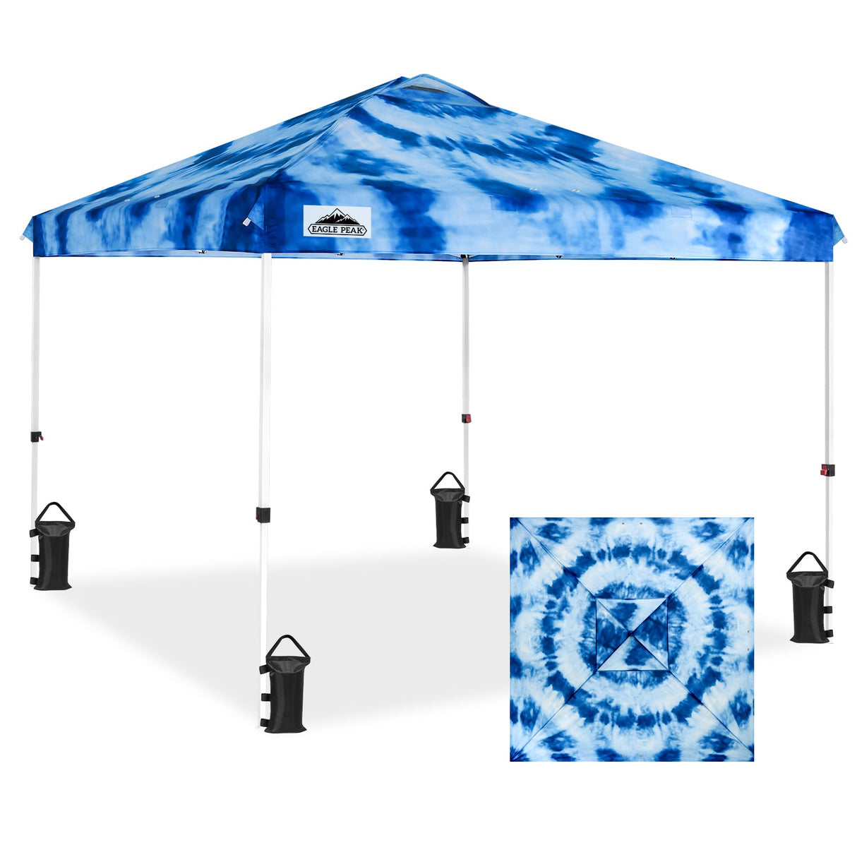 SHADE GRAPHiX Easy Setup 10x10 Pop Up Canopy Tent with Digital Printed Tie Dye Top - Eagle Peak Custom Canopy Tent