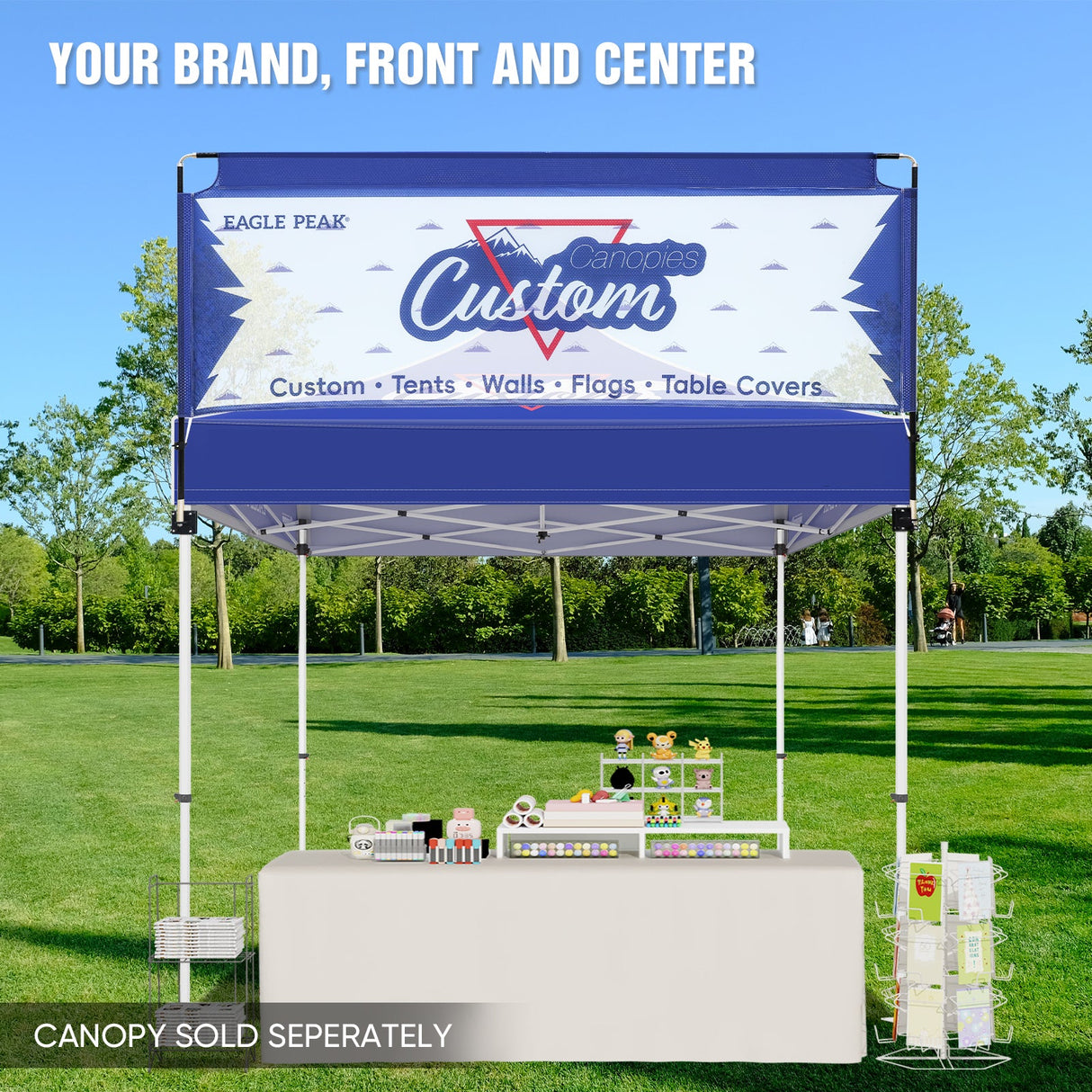 Sky Marquee Customized Banner for 10x10 Pop Up Canopy, Personalized Banner with Business Logo, 5x10 ft - Eagle Peak Custom Canopy Tent