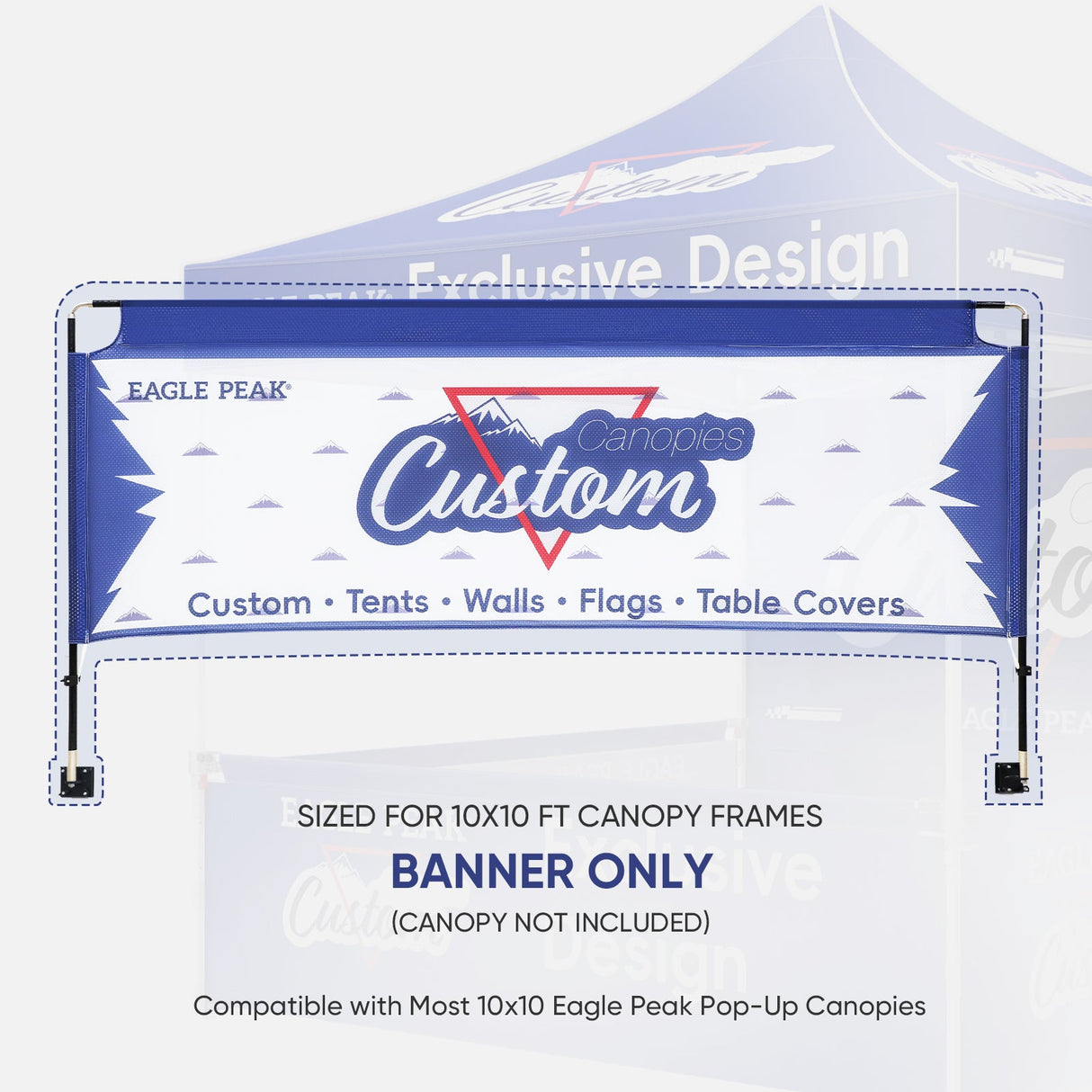 Sky Marquee Customized Banner for 10x10 Pop Up Canopy, Personalized Banner with Business Logo, 5x10 ft - Eagle Peak Custom Canopy Tent
