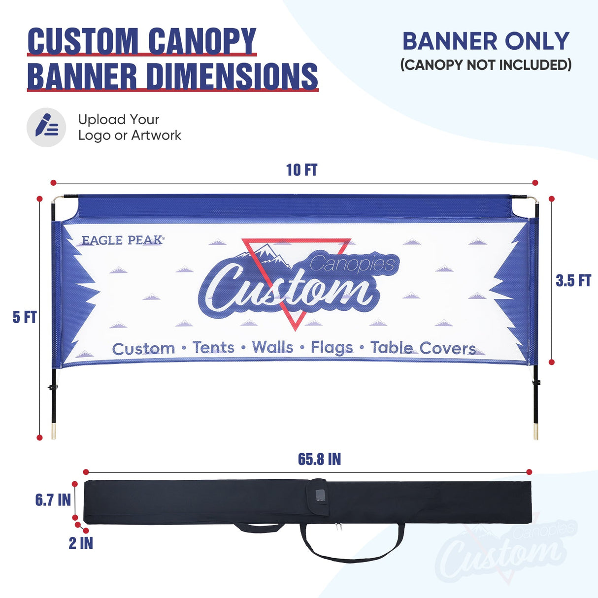 Sky Marquee Customized Banner for 10x10 Pop Up Canopy, Personalized Banner with Business Logo, 5x10 ft - Eagle Peak Custom Canopy Tent