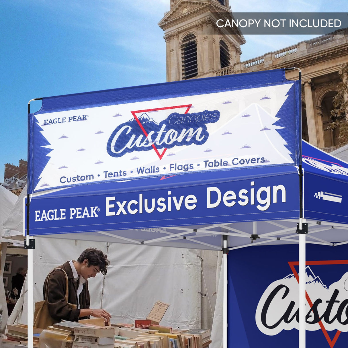 Sky Marquee Customized Banner for 10x10 Pop Up Canopy, Personalized Banner with Business Logo, 5x10 ft - Eagle Peak Custom Canopy Tent