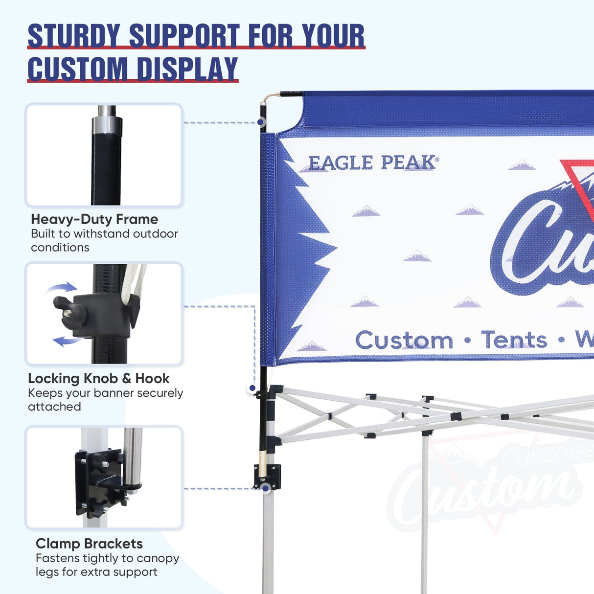 Sky Marquee Customized Banner for 10x10 Pop Up Canopy, Personalized Banner with Business Logo, 5x10 ft - Eagle Peak Custom Canopy Tent