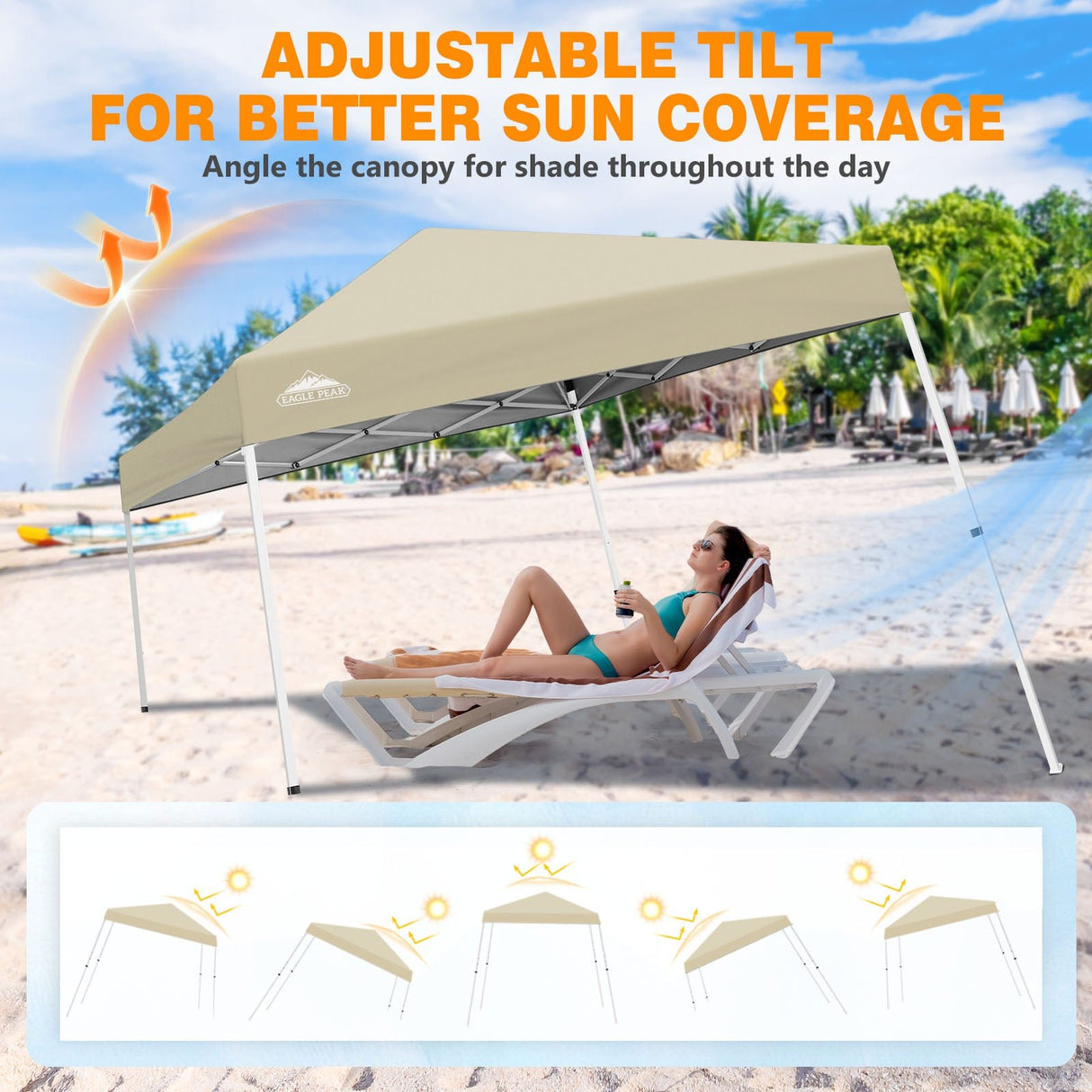 Slant Leg Pop up Canopy Tent, 10x10 Base 8x8 Top - Eagle Peak®