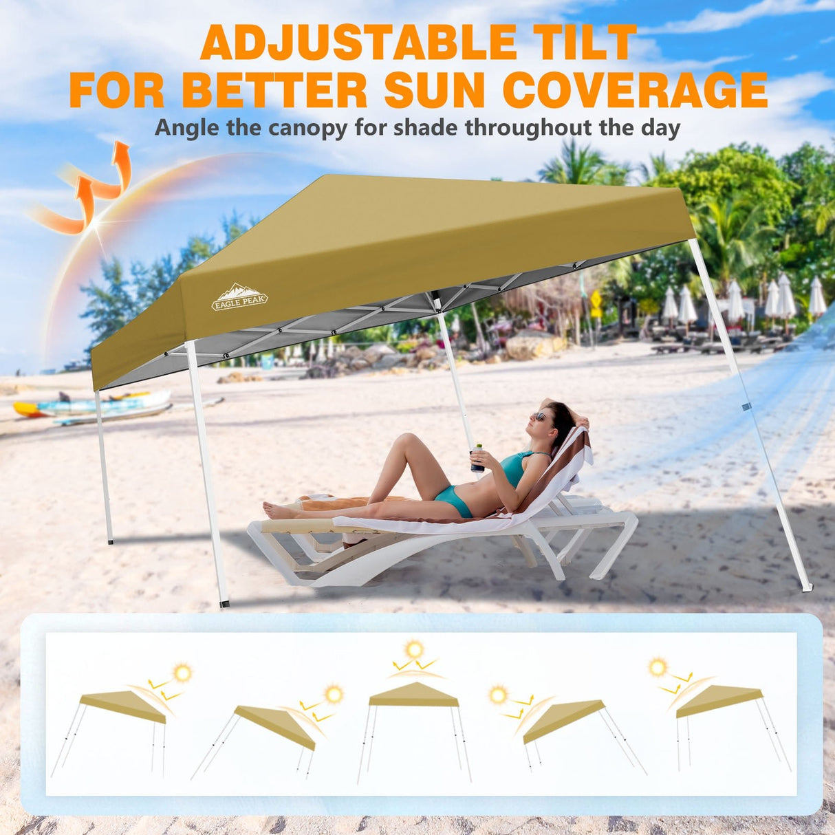 Slant Leg Pop up Canopy Tent, 10x10 Base 8x8 Top - Eagle Peak®