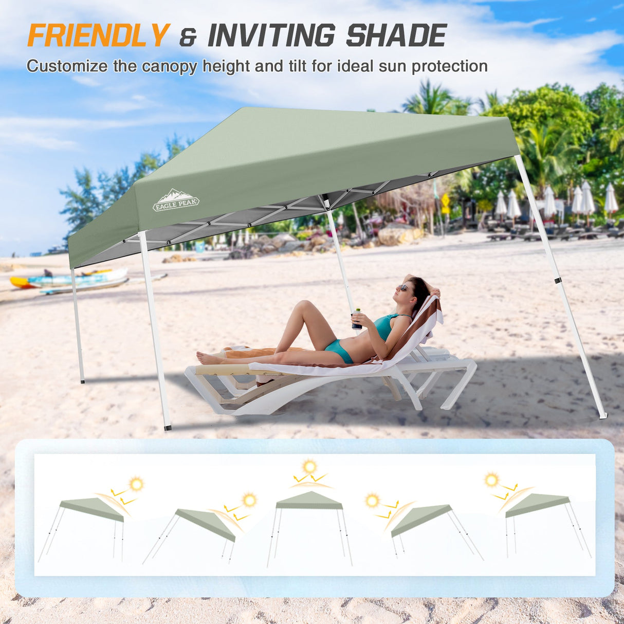 Slant Leg Pop up Canopy Tent, 10x10 Base 8x8 Top - Eagle Peak Custom Canopy Tent