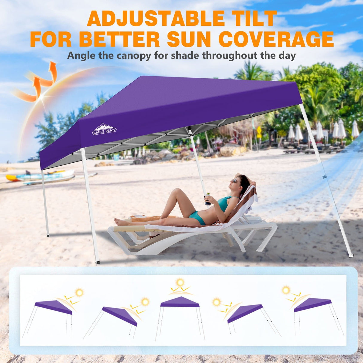 Slant Leg Pop up Canopy Tent, 10x10 Base 8x8 Top - Eagle Peak®