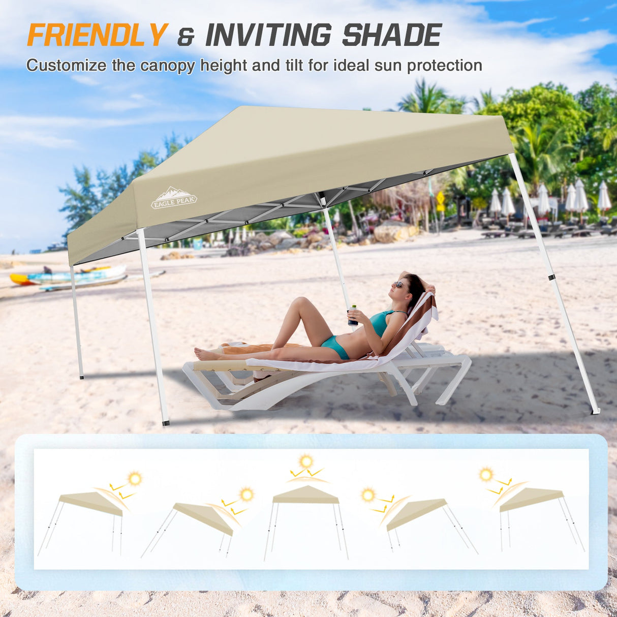 Slant Leg Pop up Canopy Tent, 10x10 Base 8x8 Top - Eagle Peak Custom Canopy Tent