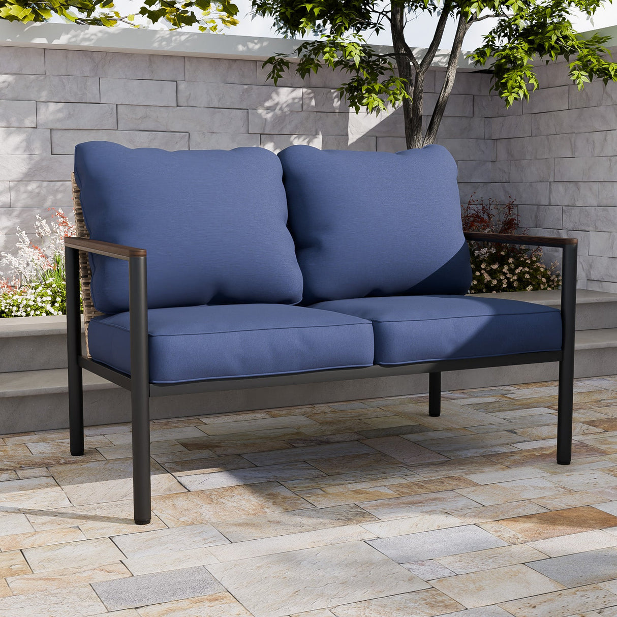 Sunset Dune Outdoor Patio Furniture, Loveseat 2 Seat Sofa - Eagle Peak Custom Canopy Tent