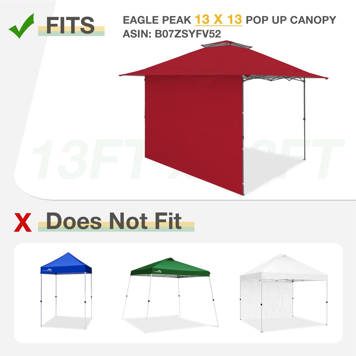 Sunwall / Sidewall for 13x13 ft Straight Leg Canopy - Eagle Peak Custom Canopy Tent