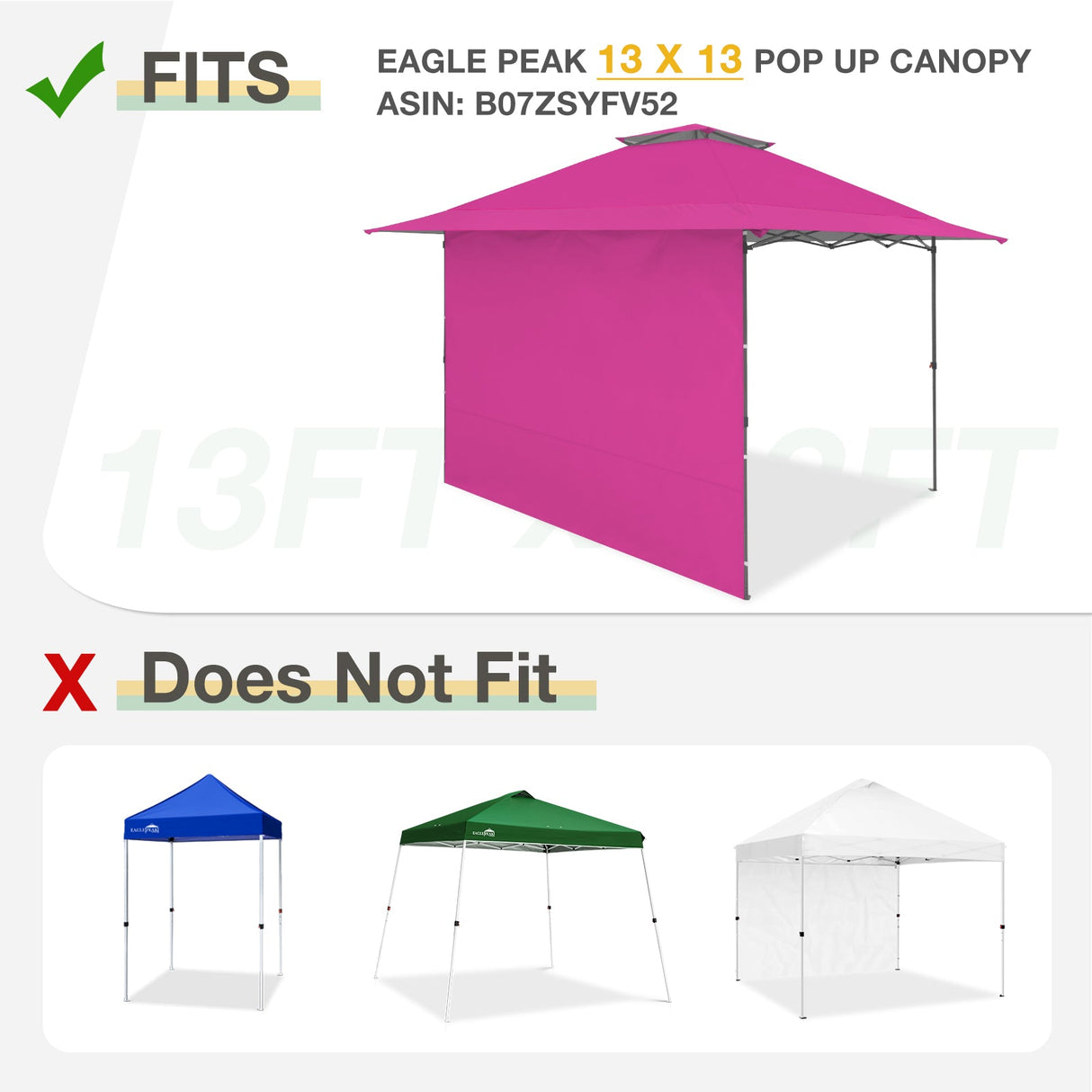 Sunwall / Sidewall for 13x13 ft Straight Leg Canopy - Eagle Peak Custom Canopy Tent