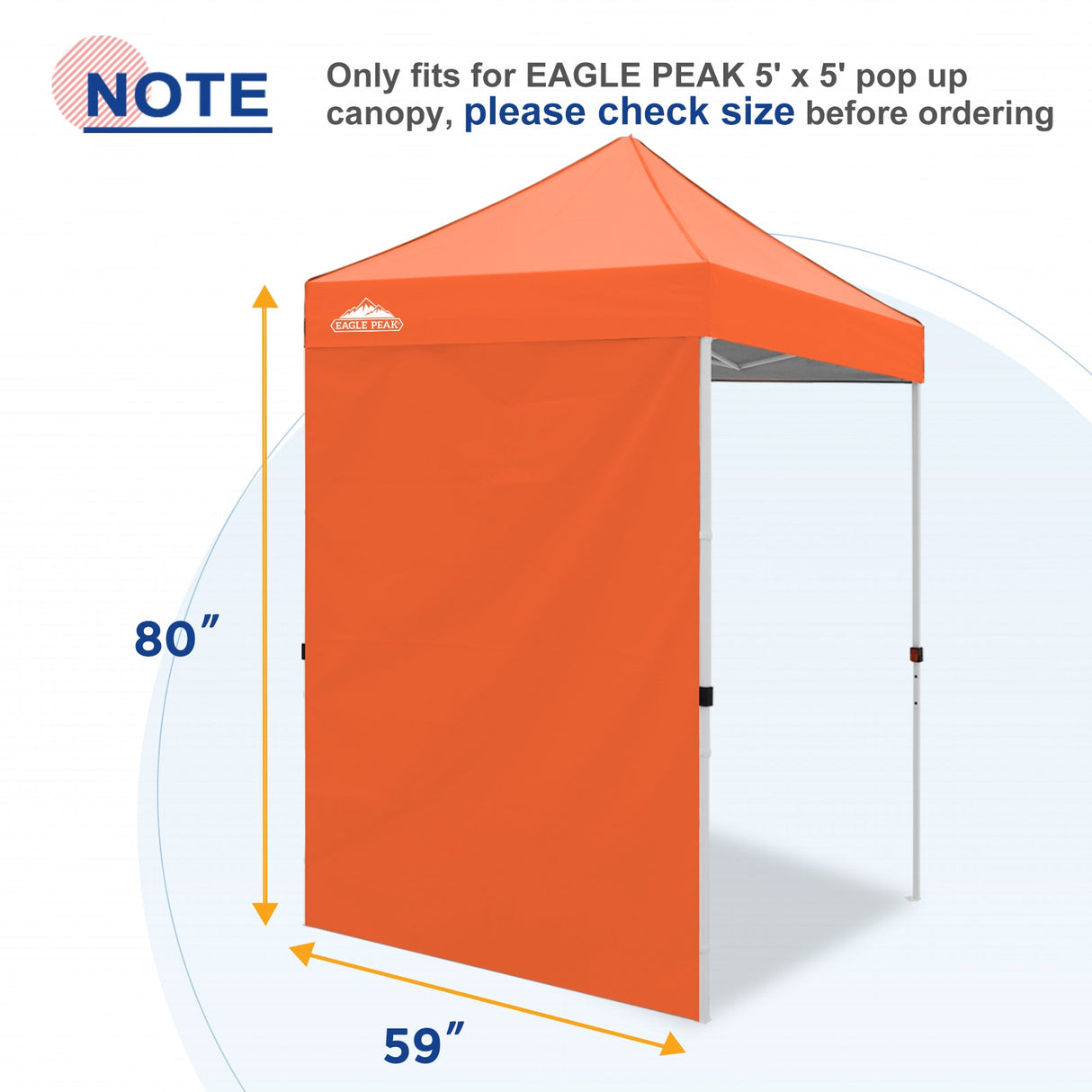 Sunwall / Sidewall for 5x5 ft Straight Leg Canopy only 1 Sidewall - Eagle Peak Custom Canopy Tent