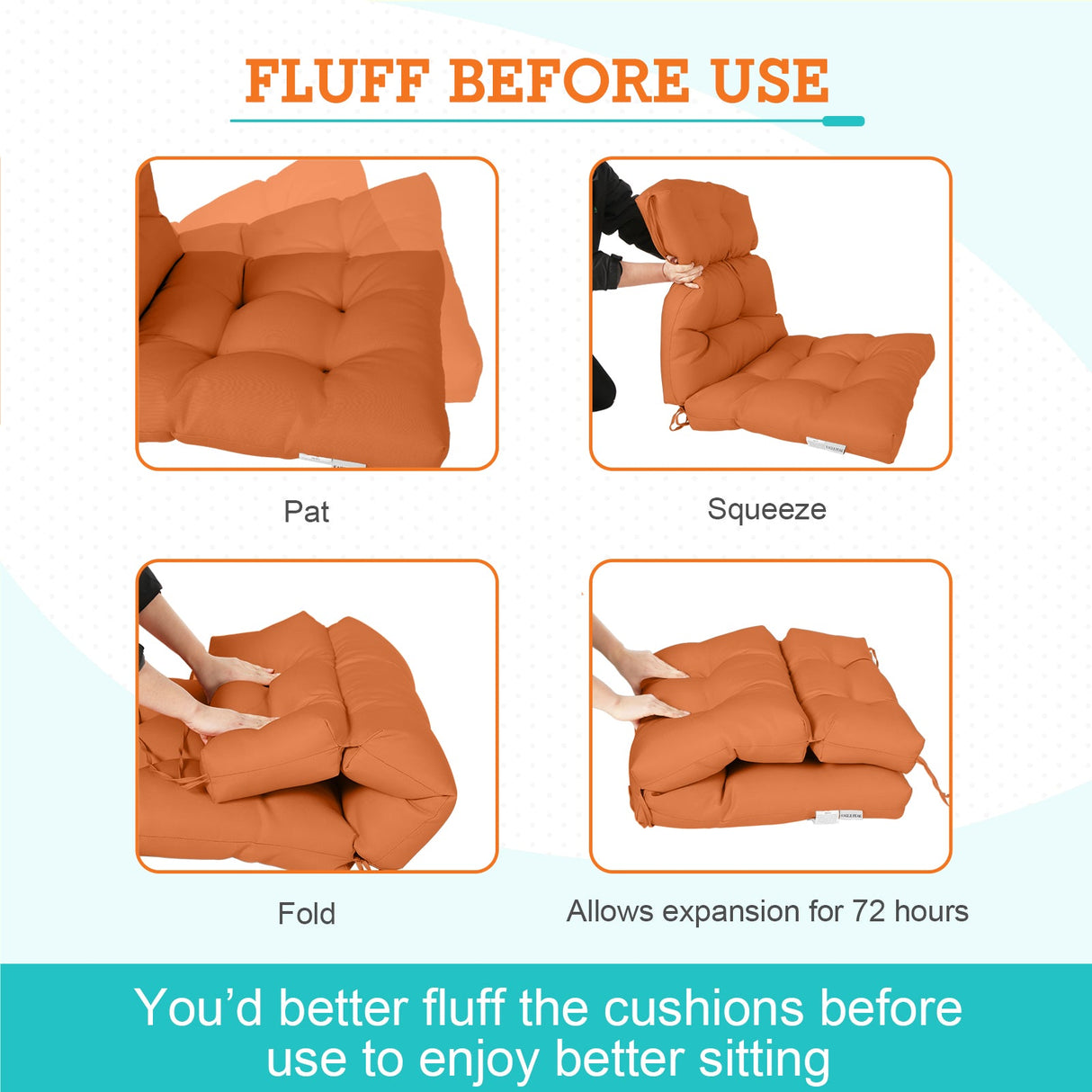 Tufted Outdoor/Indoor High Back Patio Chair Cushion, Set of 1, 46'' x 22'' - Eagle Peak Custom Canopy Tent