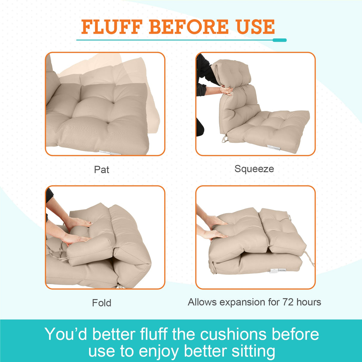Tufted Outdoor/Indoor High Back Patio Chair Cushion, Set of 1, 46'' x 22'' - Eagle Peak Custom Canopy Tent
