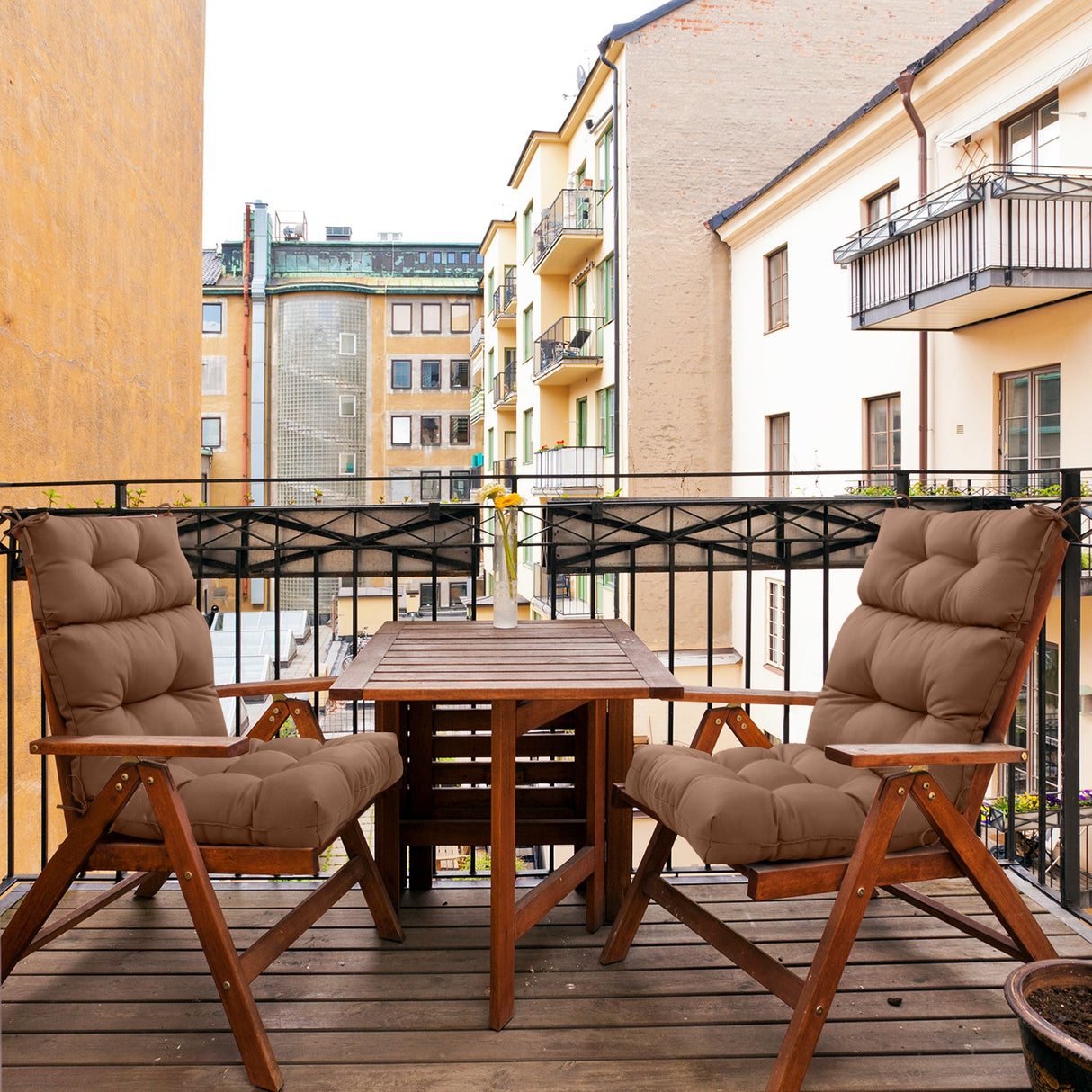 Tufted Outdoor/Indoor High Back Patio Chair Cushion, Set of 2, 46'' x 22'' - Eagle Peak Custom Canopy Tent