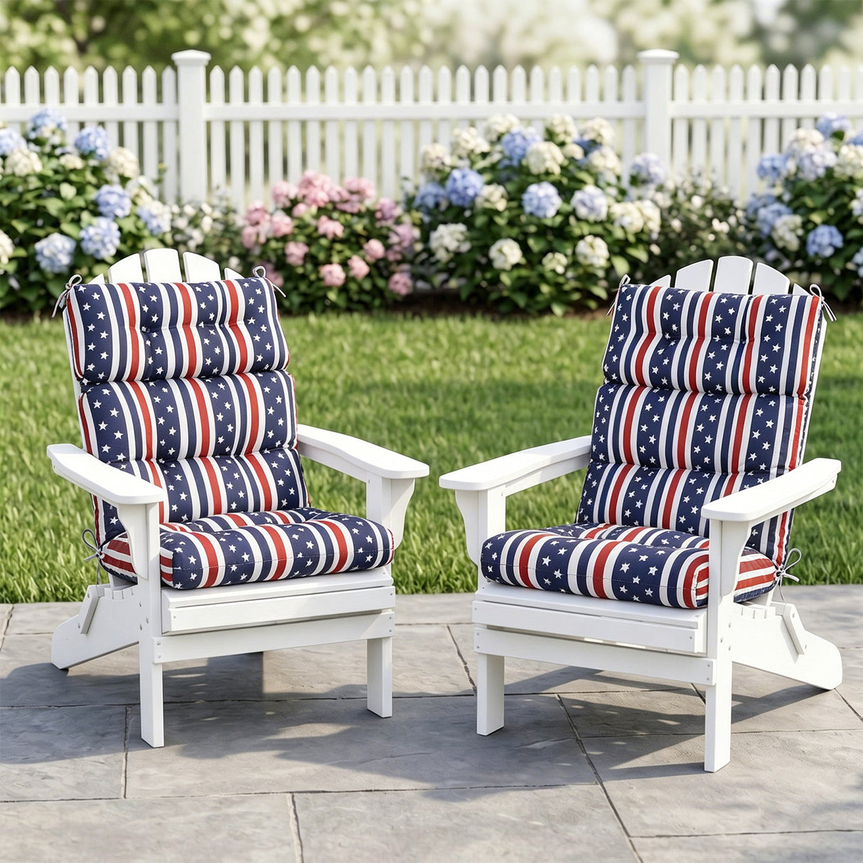 Tufted Outdoor/Indoor High Back Patio Chair Cushion, Set of 2, 46'' x 22'' - Eagle Peak