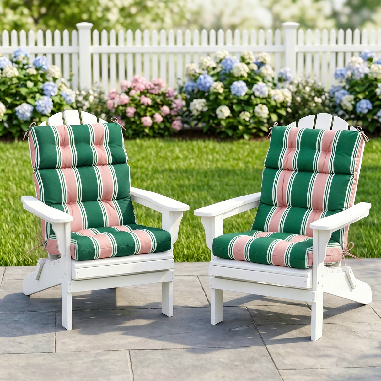 Tufted Outdoor/Indoor High Back Patio Chair Cushion, Set of 2, 46'' x 22'' - Eagle Peak